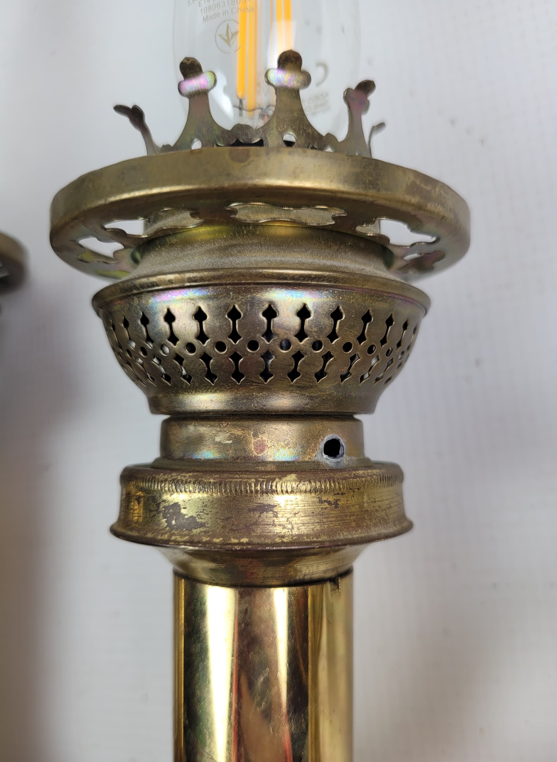 Pair of Wall Sconces H.H. Metal, gold brass, white glass, Sweden, 1950s. - 298704