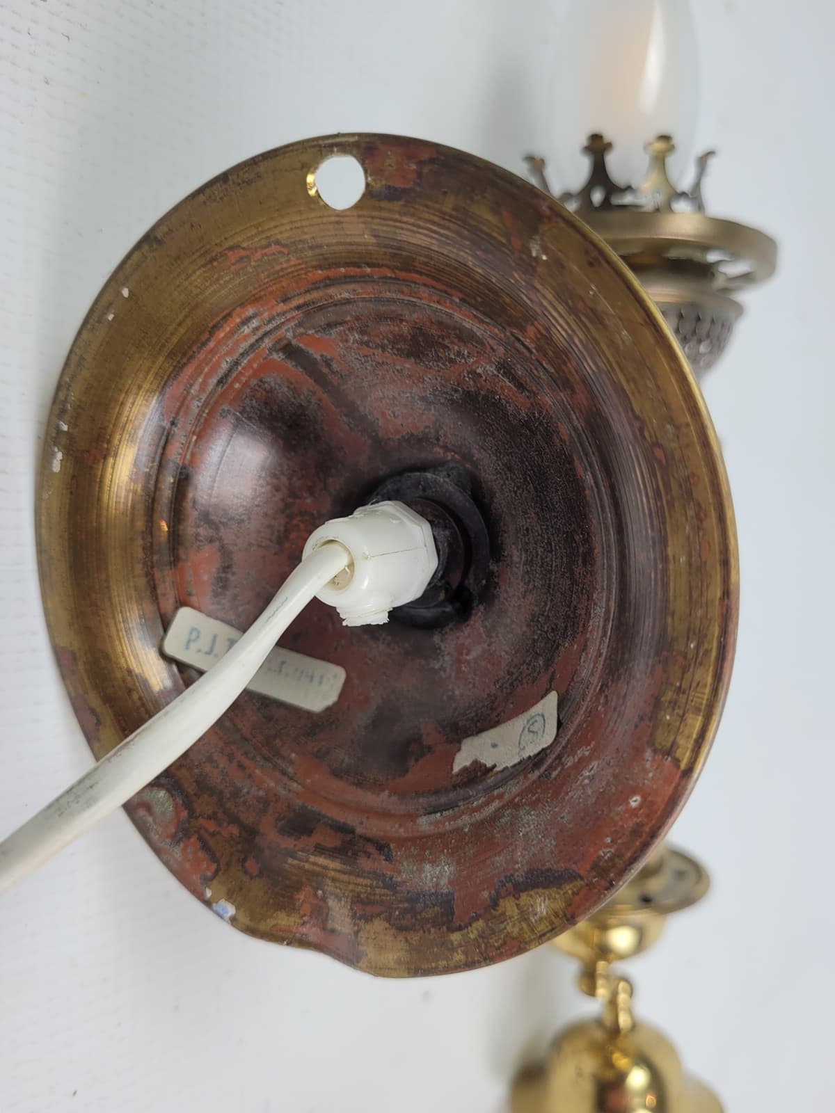 Pair of Wall Sconces H.H. Metal, gold brass, white glass, Sweden, 1950s. - 298702