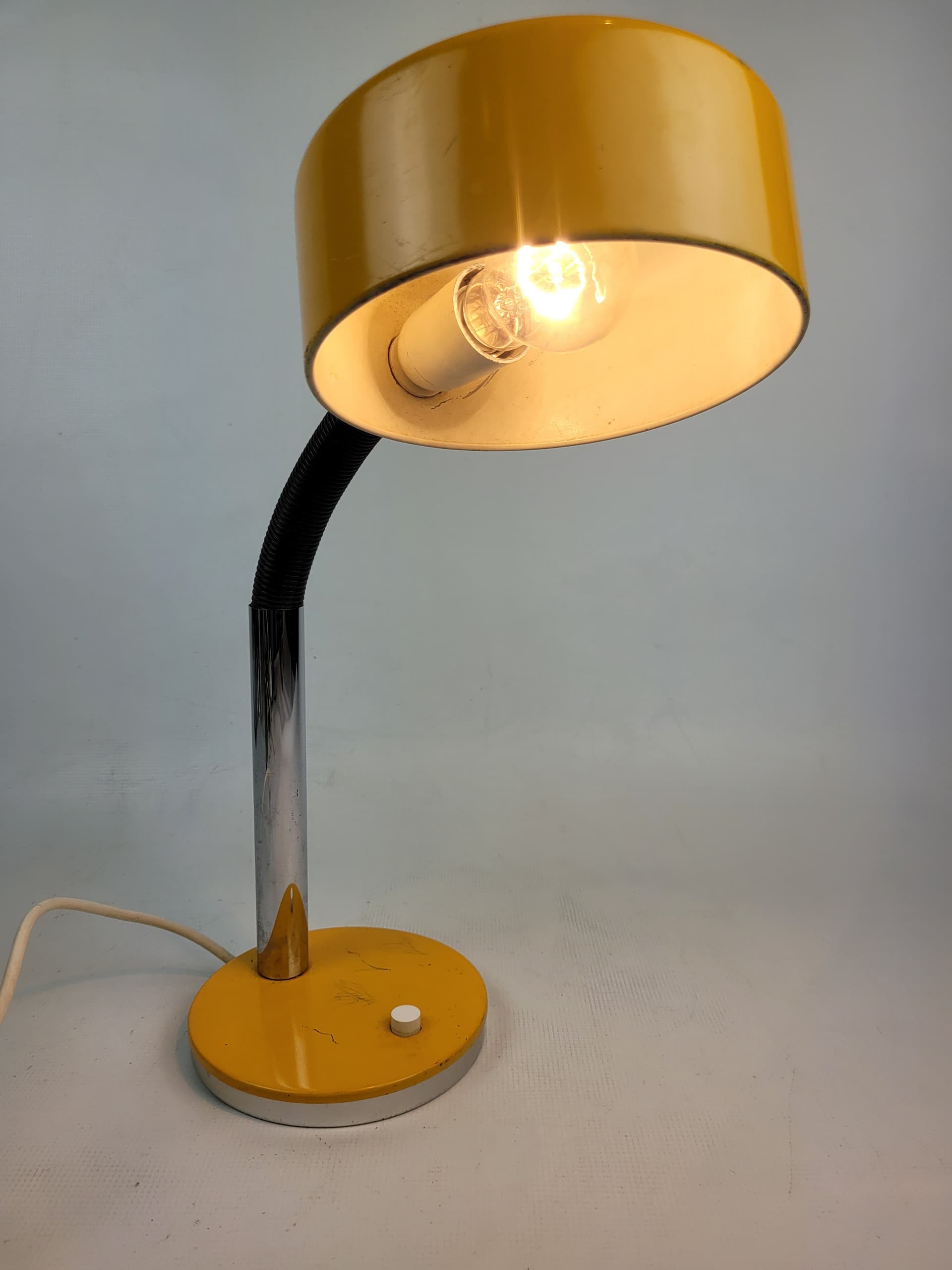 Desk Lamp Alda, yellow, chrome metal, black plastic, Sweden, 1970s. - 298754