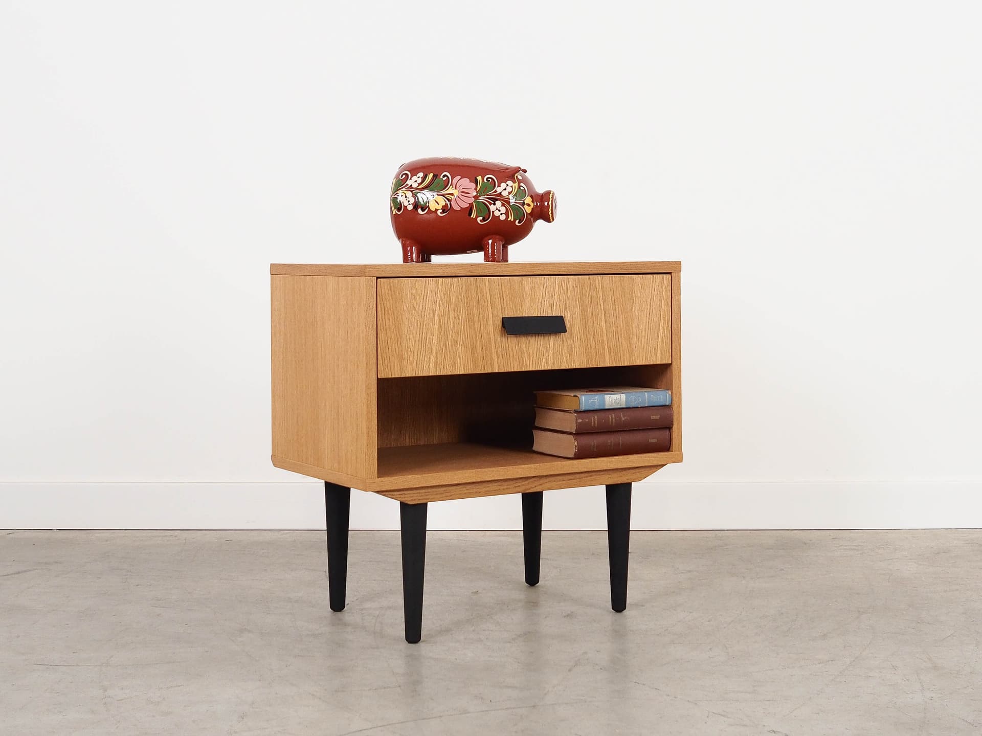 Cabinet, brown oak, black wood, Scandinavia, 1960s. - 298822