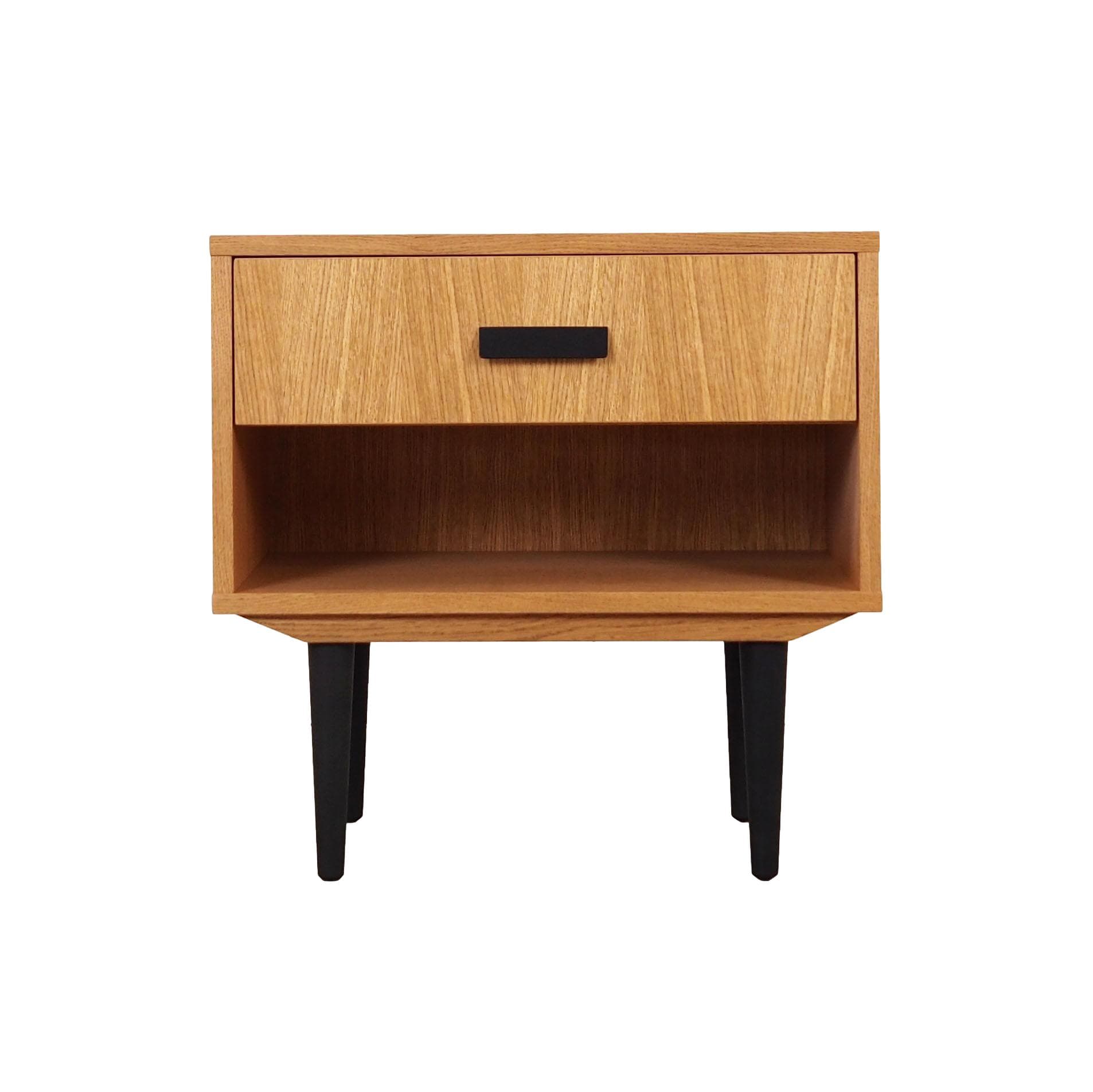 Cabinet, brown oak, black wood, Scandinavia, 1960s.