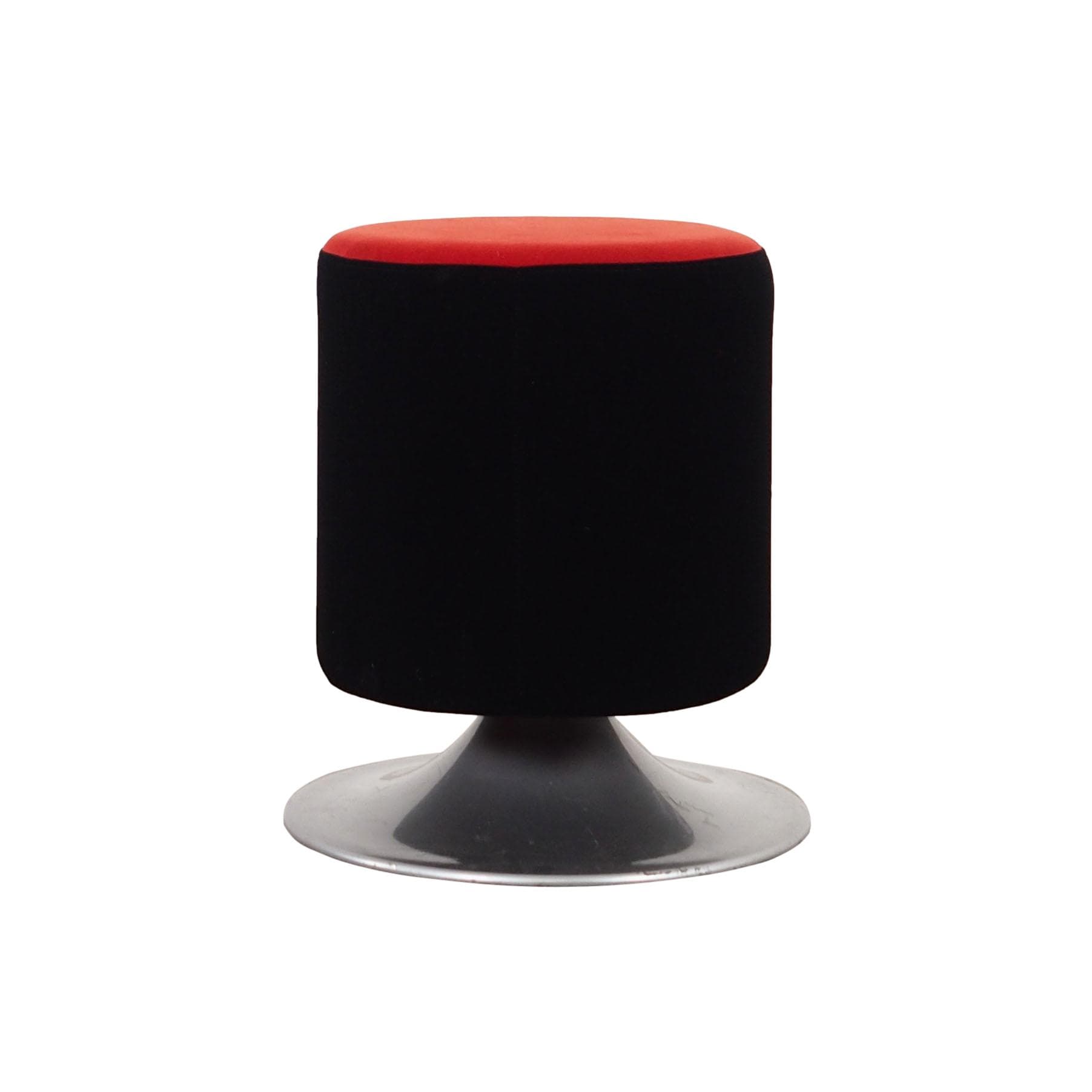 Swivel stool, black red velvet, silver metal, Denmark, 1990s. - 298825