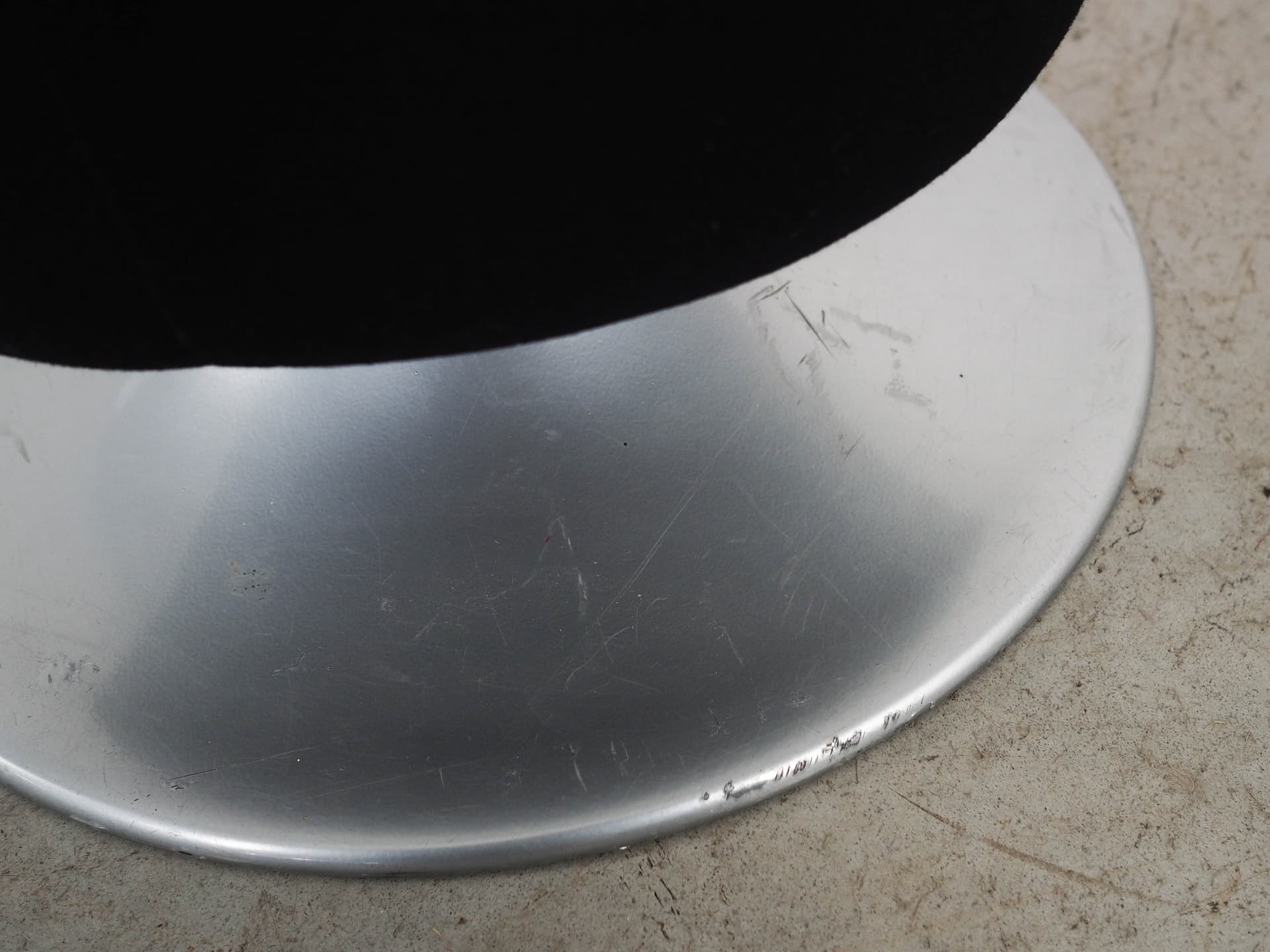 Swivel stool, black red velvet, silver metal, Denmark, 1990s. - 298830