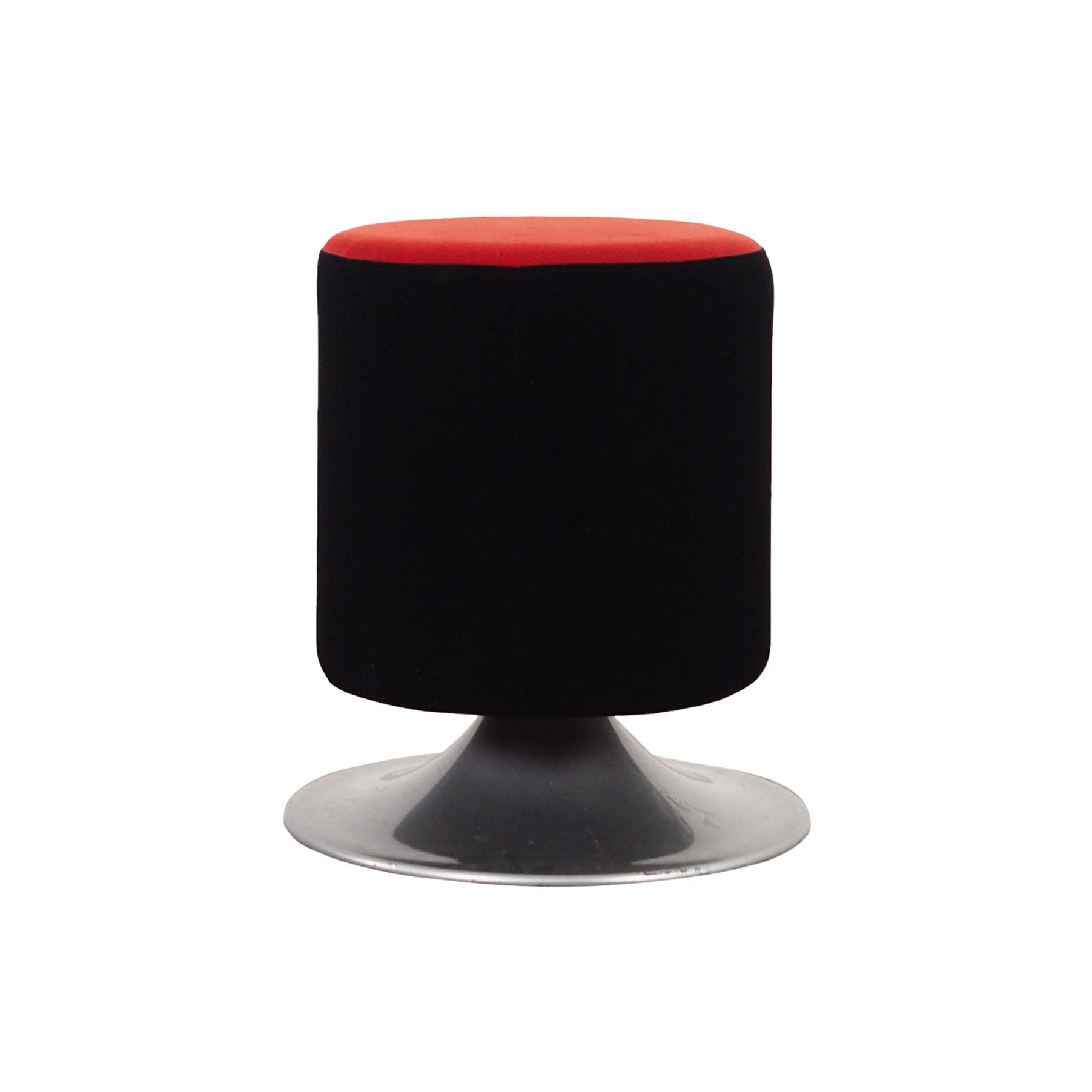 Swivel stool, black red velvet, silver metal, Denmark, 1990s.