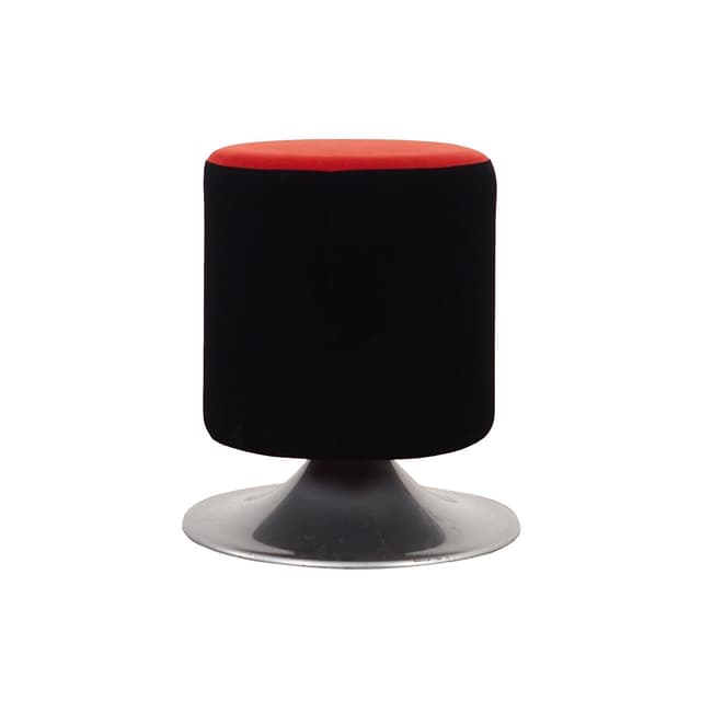 Swivel stool, black red velvet, silver metal, Denmark, 1990s. - DIMENSION
