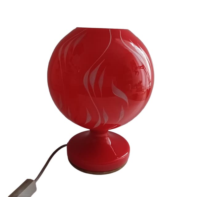 Table Lamp, red glass, brass, by S. Tabera, OPP Jihlava, Czechoslovakia, 1970s. - DIMENSION