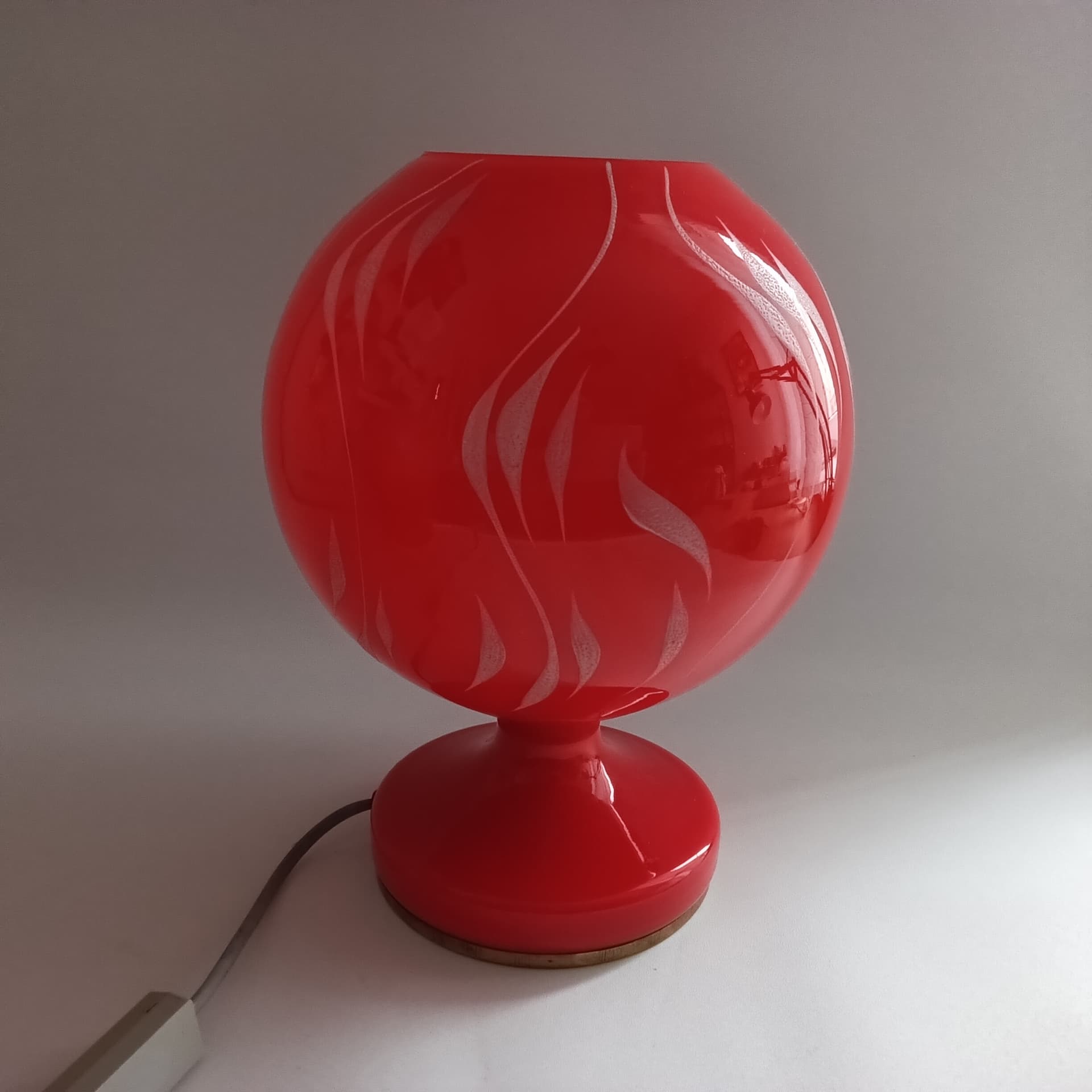 Table Lamp, red glass, brass, by S. Tabera, OPP Jihlava, Czechoslovakia, 1970s. - 298895