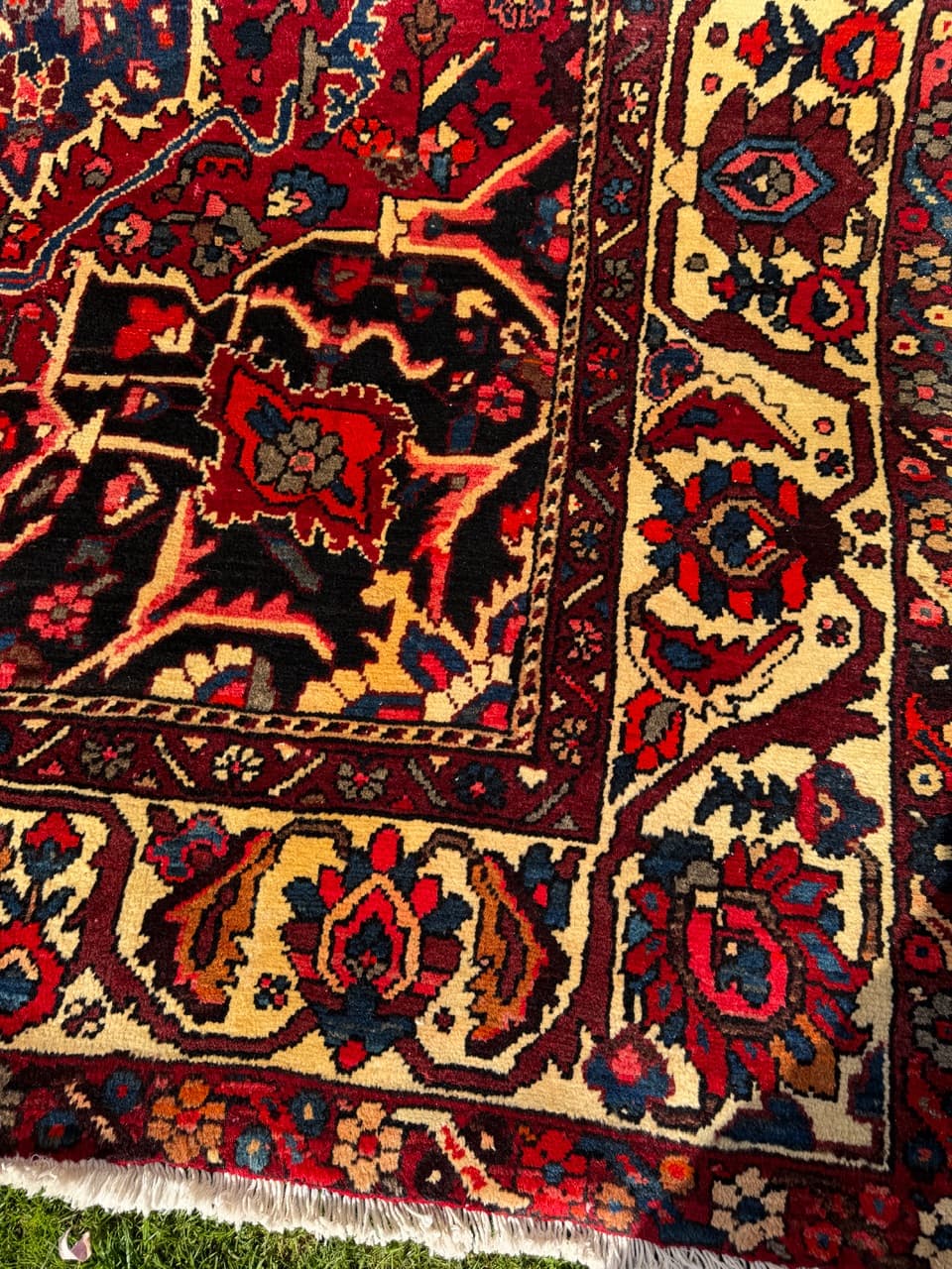 Dywan perski Bahtiari, burgundowy niebieski kość słoniowa, wełna, Iran - 298898