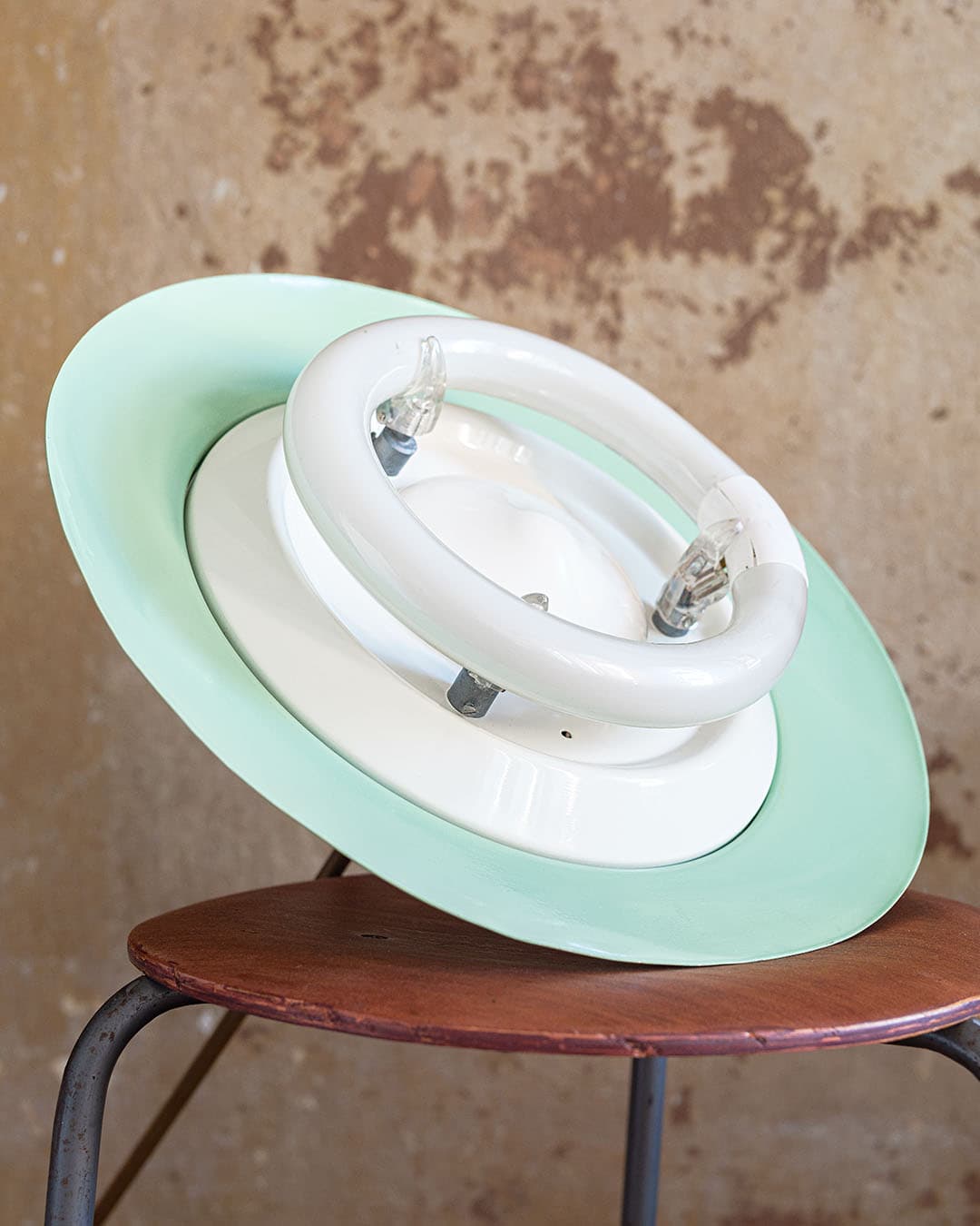 Ceiling lamp Space Age, green, metal, brass, Italy, 1960s. - 298999