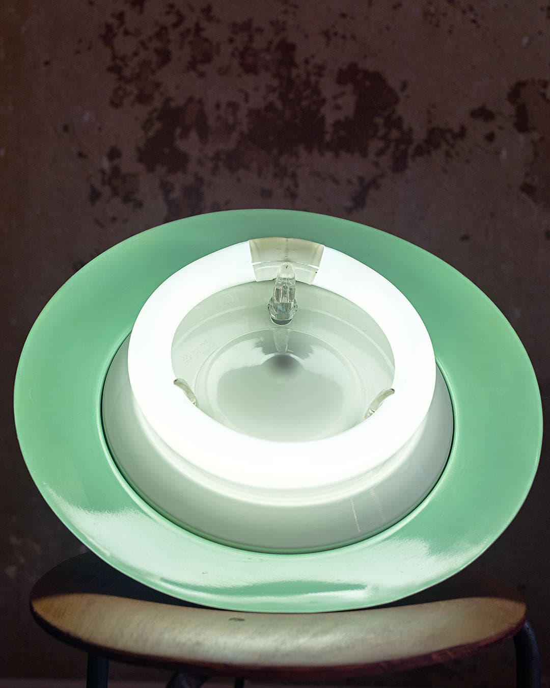 Ceiling lamp Space Age, green, metal, brass, Italy, 1960s. - 299003