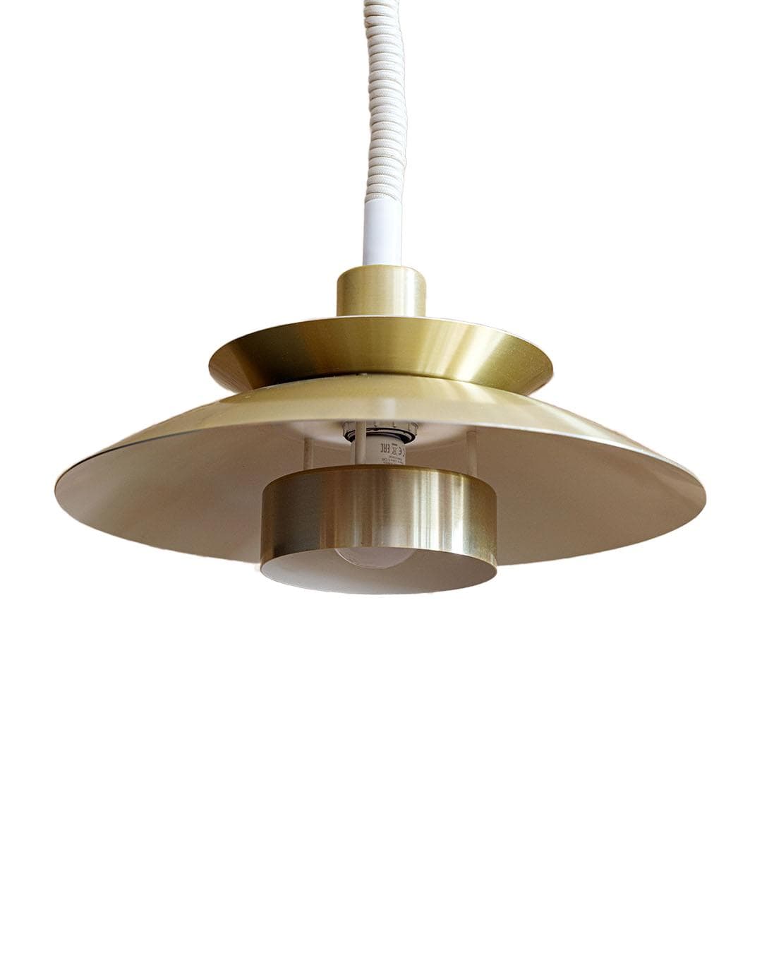 Pendant lamp plate, gold metal, brushed brass, Denmark, 1990s.