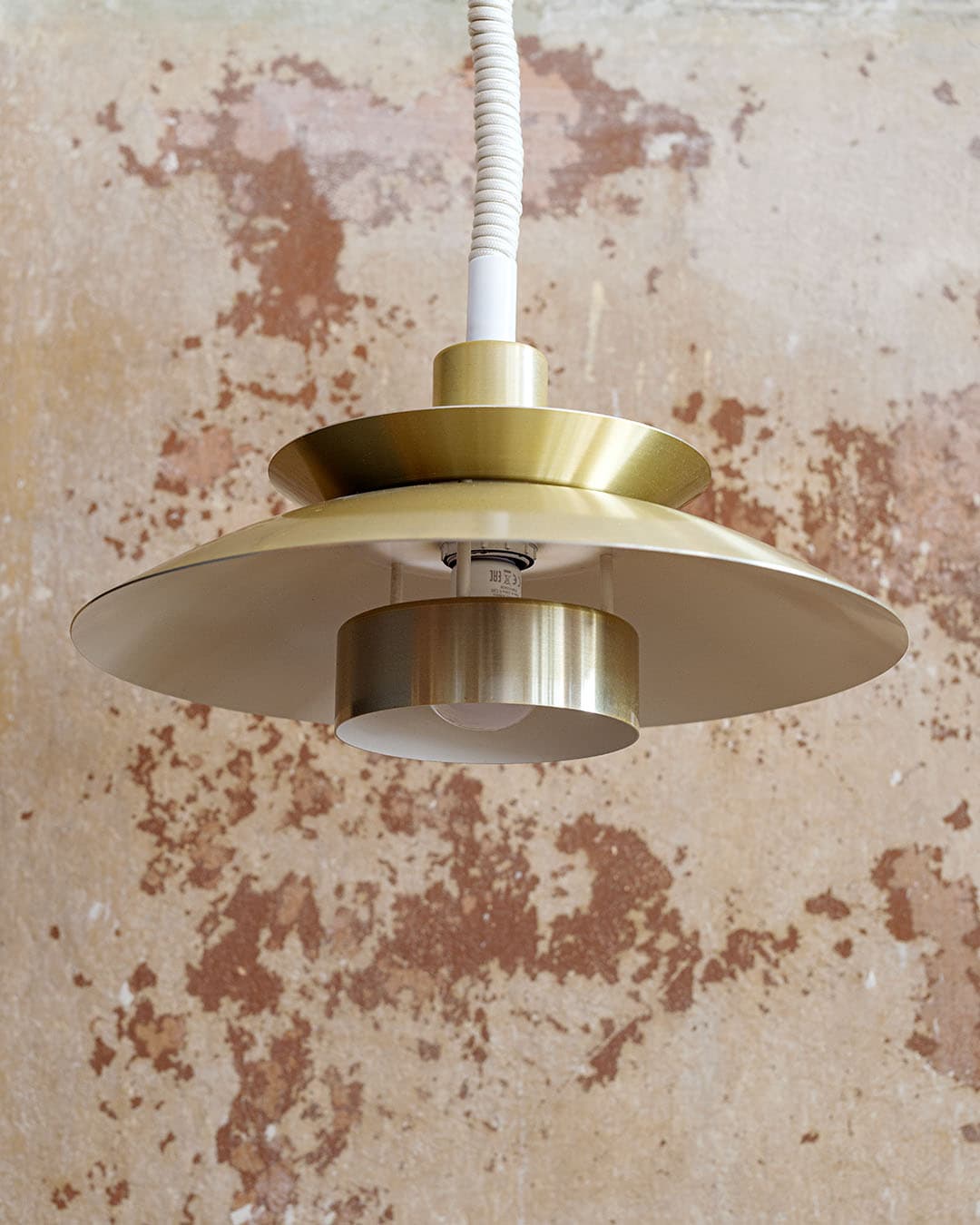 Pendant lamp plate, gold metal, brushed brass, Denmark, 1990s. - 299004