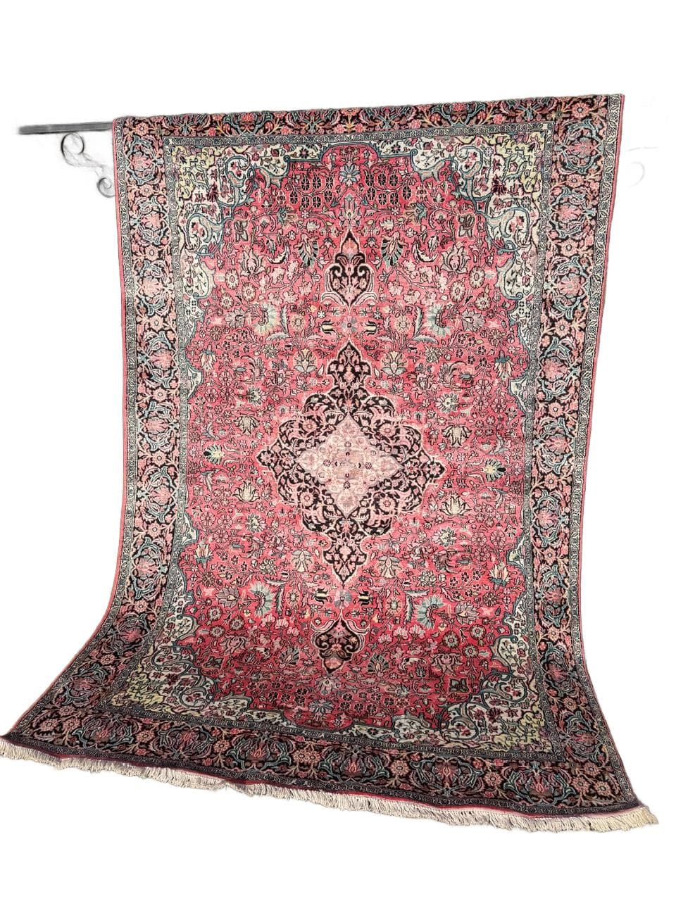 Dywan Ghoum/Qom 285x185 cm, czerwony multikolor, jedwab, bawełna, Indie