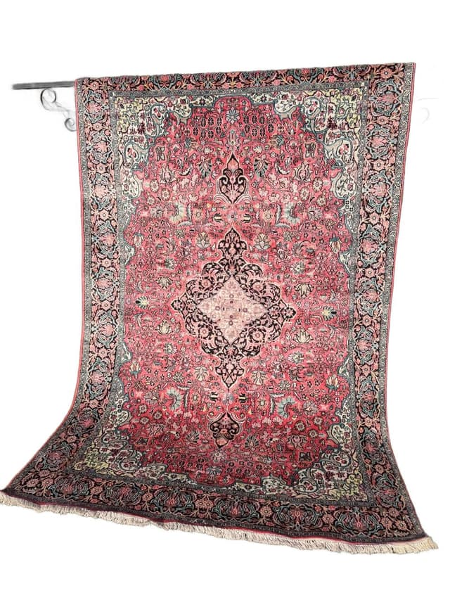 Dywan Ghoum/Qom 285x185 cm, czerwony multikolor, jedwab, bawełna, Indie - WYMIARY