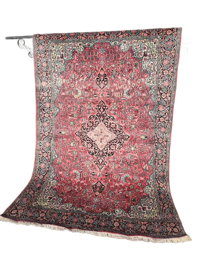 Dywan Ghoum/Qom 285x185 cm, czerwony multikolor, jedwab, bawełna, Indie