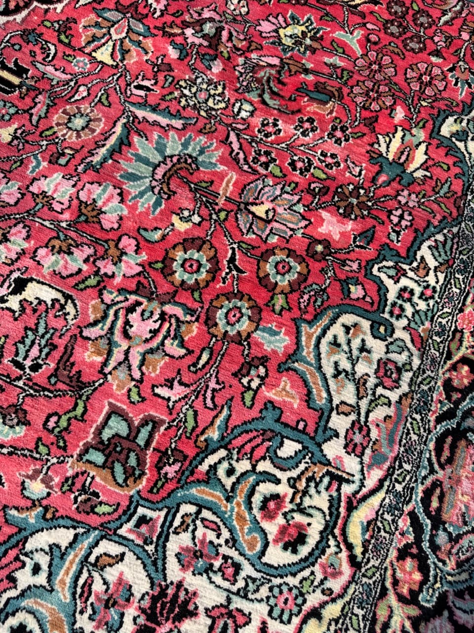 Dywan Ghoum/Qom 285x185 cm, czerwony multikolor, jedwab, bawełna, Indie - 299148