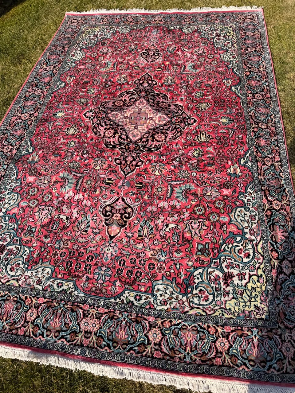 Dywan Ghoum/Qom 285x185 cm, czerwony multikolor, jedwab, bawełna, Indie - 299146