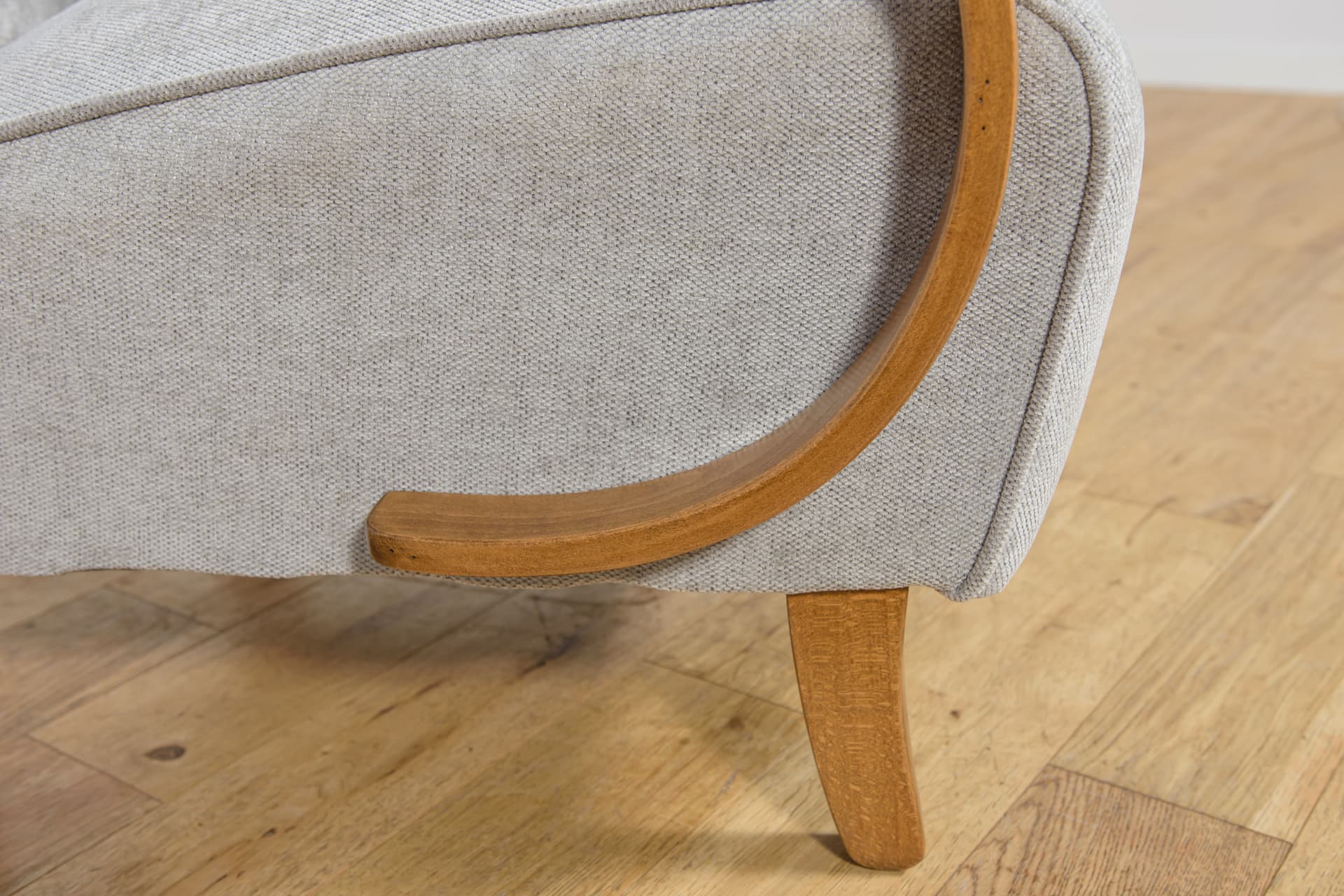 Armchair Model H-410, light grey wool, brown oak, by J. Halabala, Czechoslovakia, 1930s. - 299255