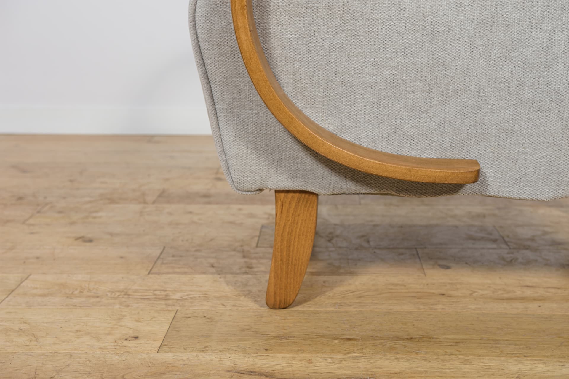 Armchair Model H-410, light grey wool, brown oak, by J. Halabala, Czechoslovakia, 1930s. - 299254