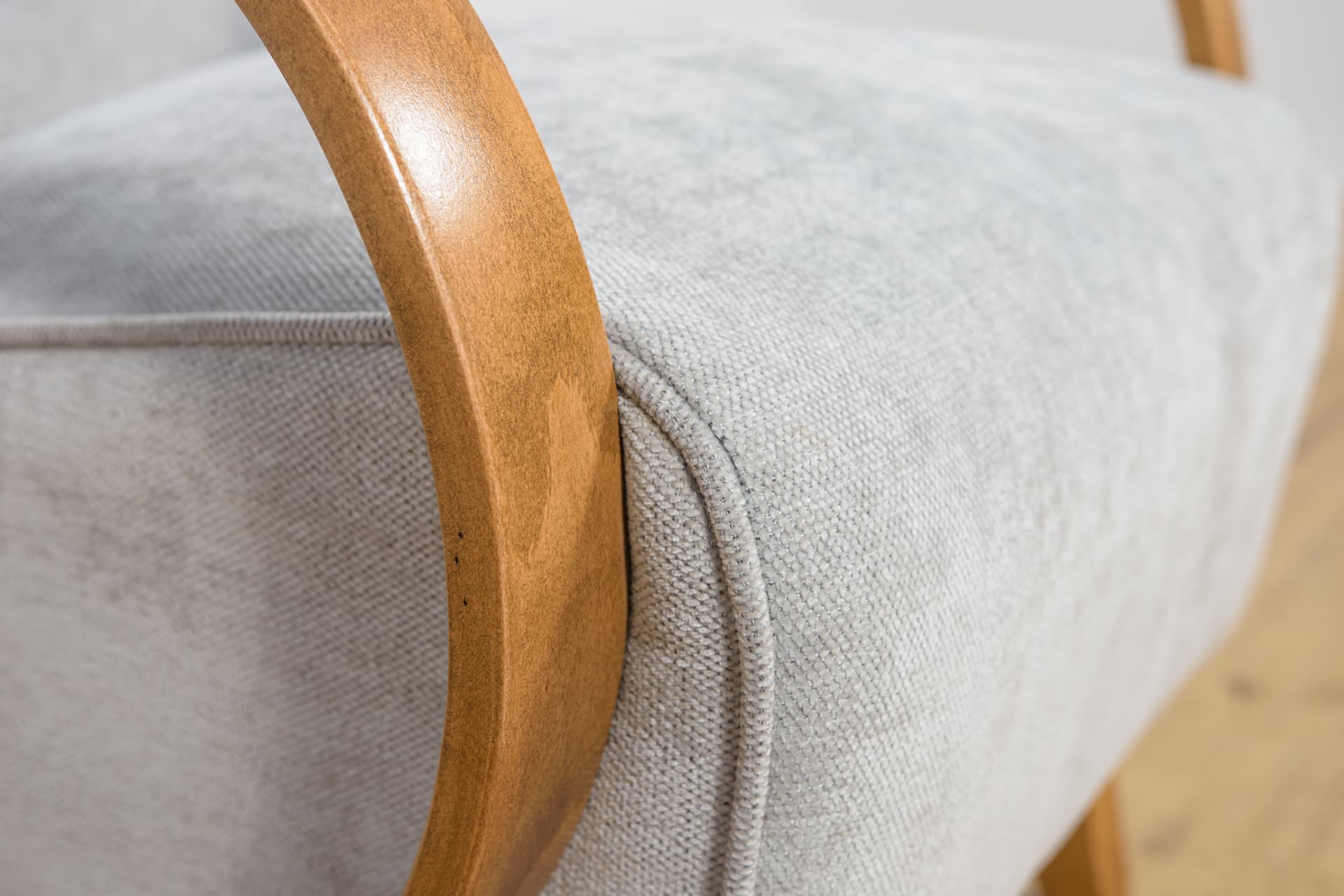 Armchair Model H-410, light grey wool, brown oak, by J. Halabala, Czechoslovakia, 1930s. - 299250
