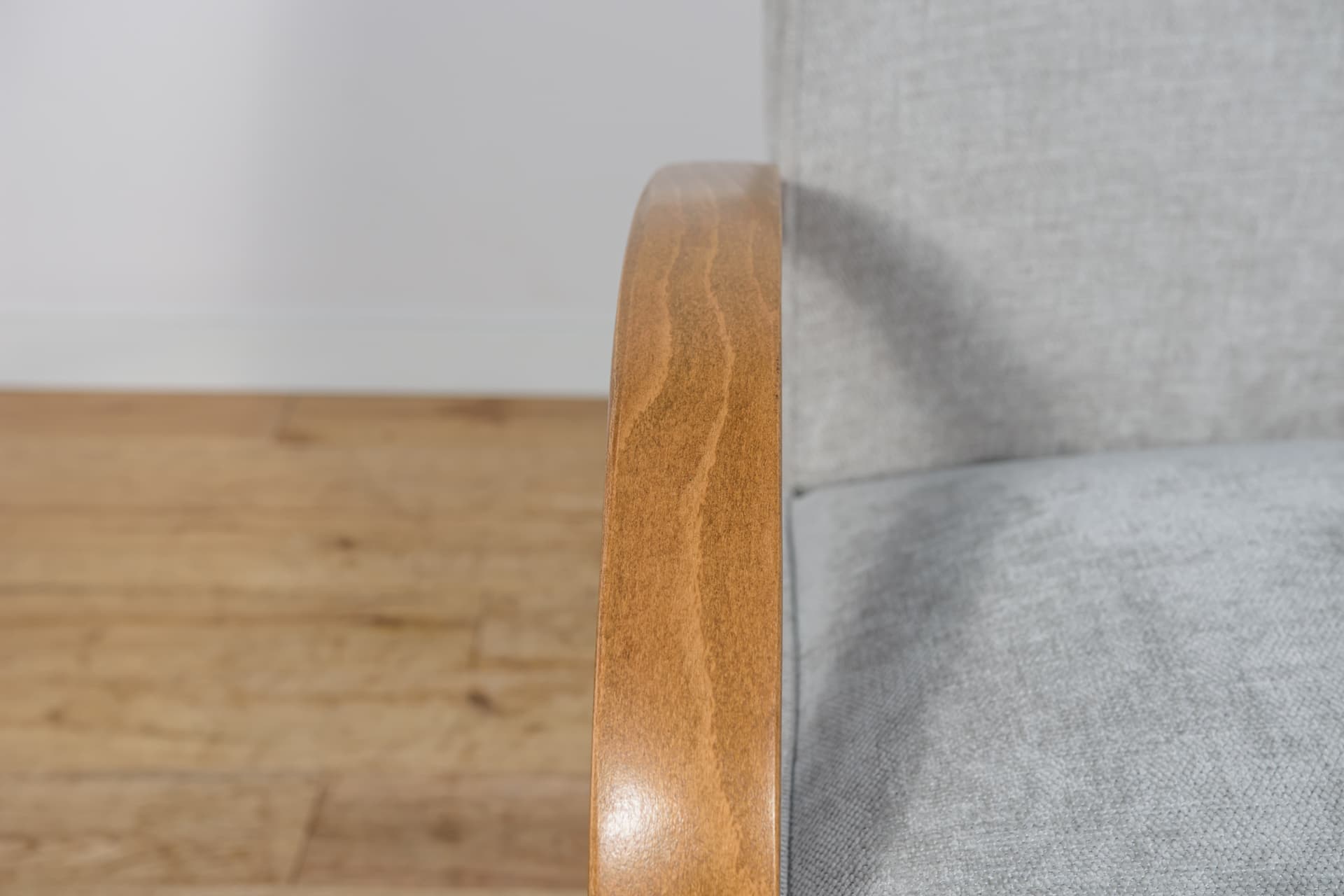 Armchair Model H-410, light grey wool, brown oak, by J. Halabala, Czechoslovakia, 1930s. - 299248