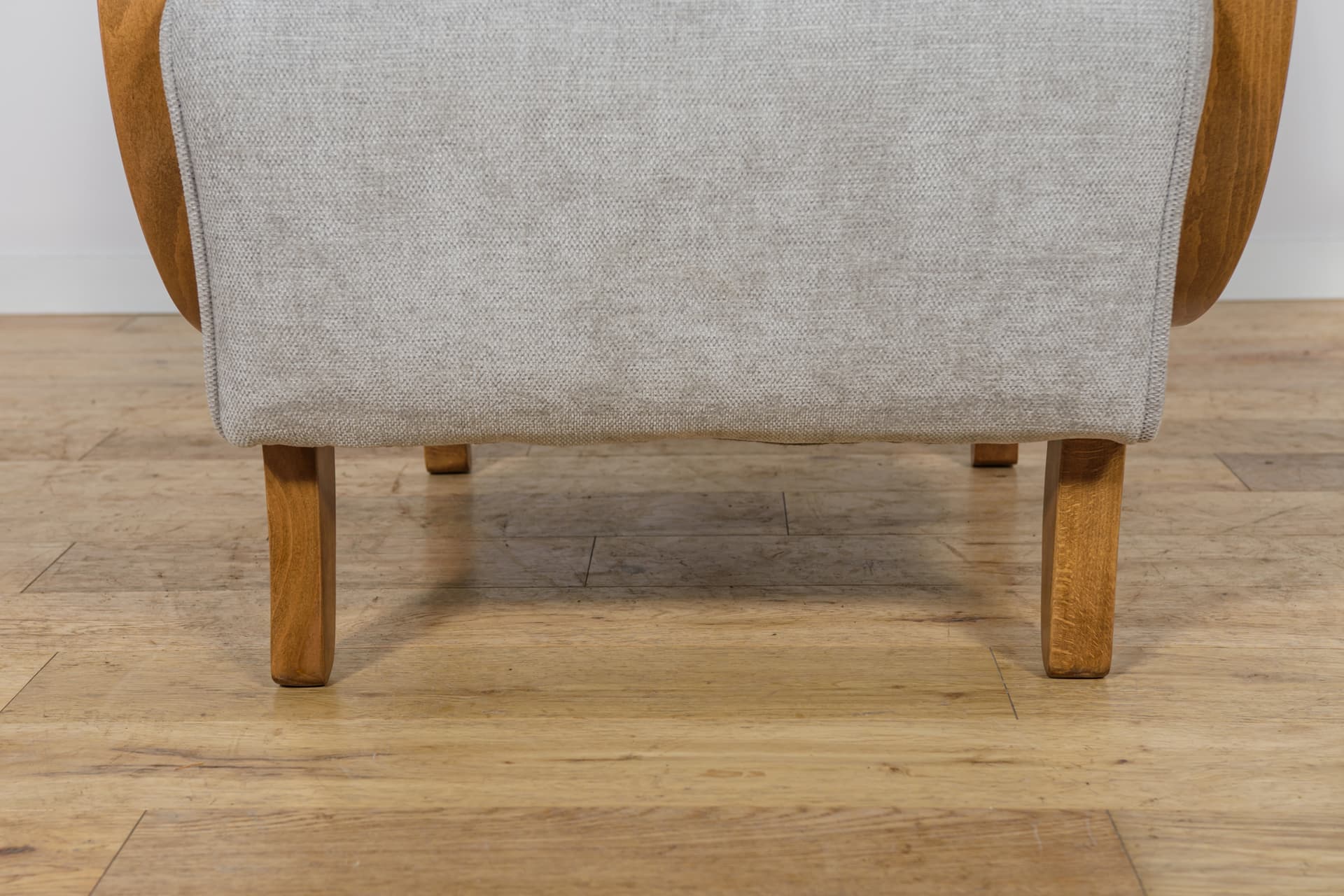 Armchair Model H-410, light grey wool, brown oak, by J. Halabala, Czechoslovakia, 1930s. - 299252