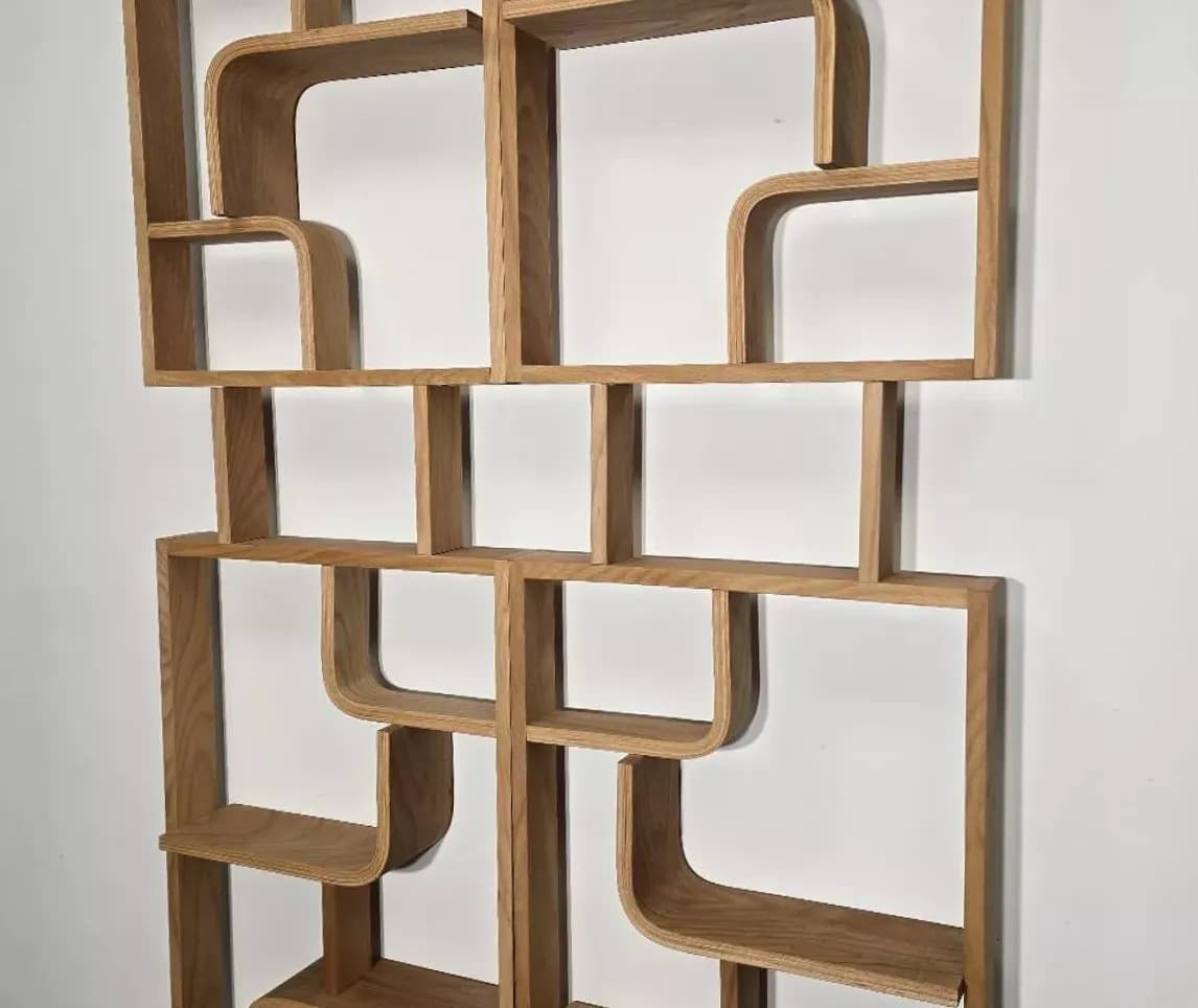 Ścianka Volak, sklejka brązowa, proj. L. Volák, Dřevopodnik Holešov, Czechosłowacja, lata 60. - 299289