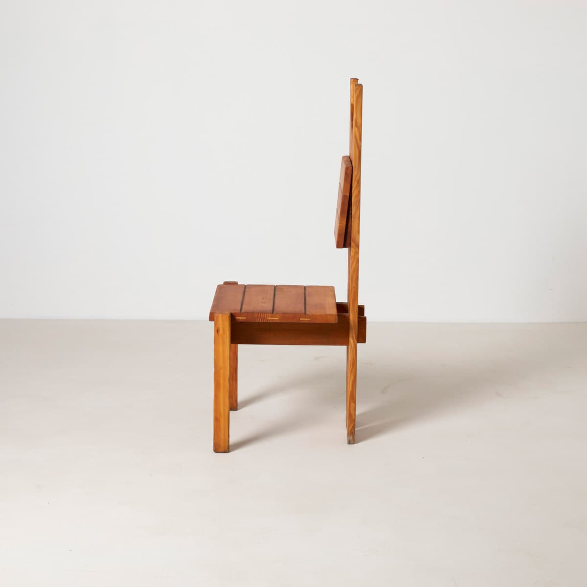 Dining Chair Brutalist, brown pine, Czechoslovakia, 1970s - 299401