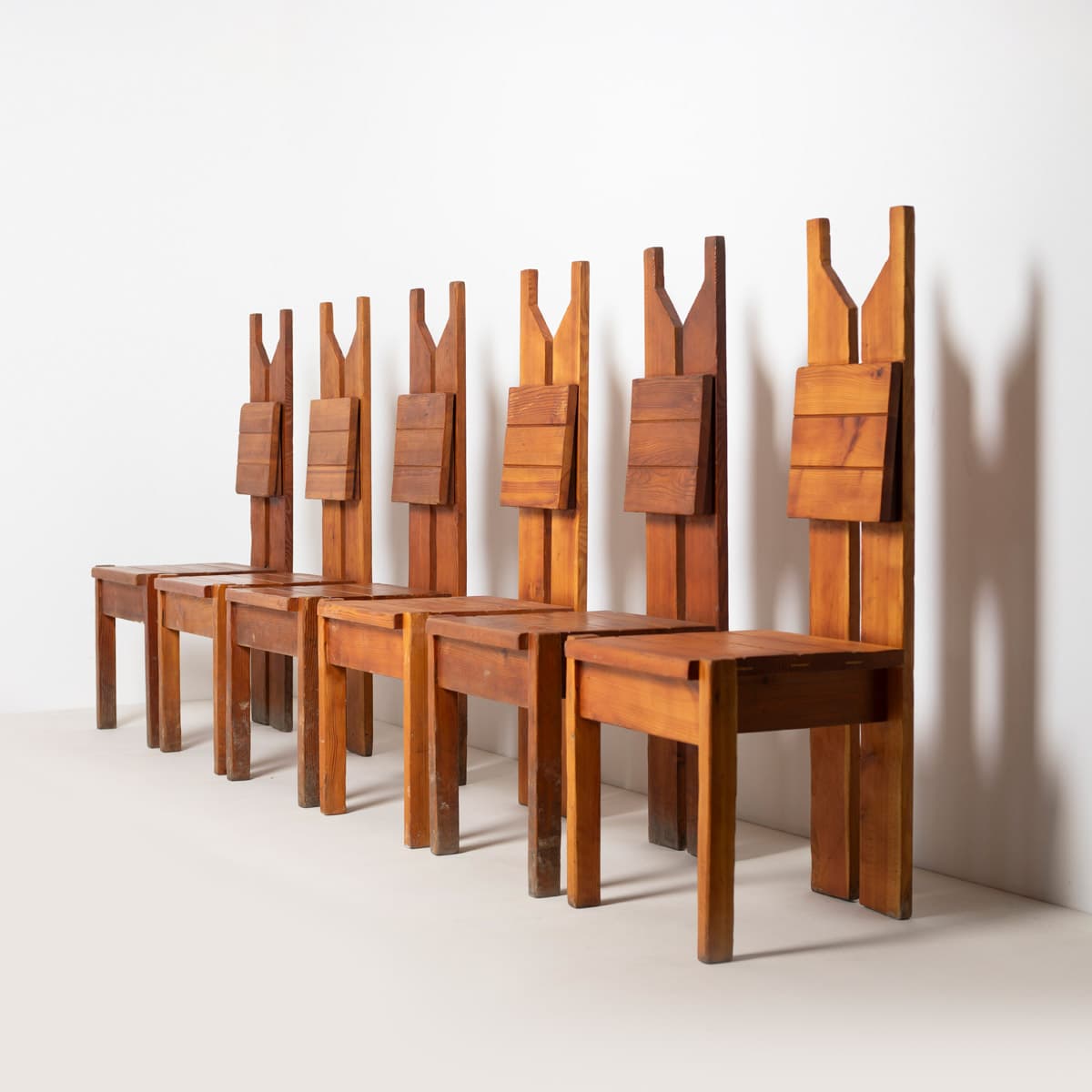 Dining Chair Brutalist, brown pine, Czechoslovakia, 1970s - 299408