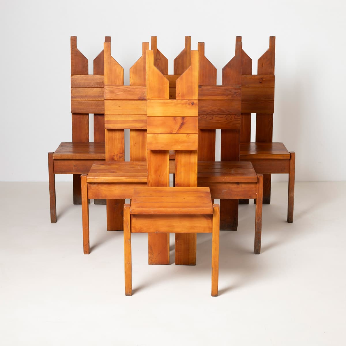 Dining Chair Brutalist, brown pine, Czechoslovakia, 1970s - 299410