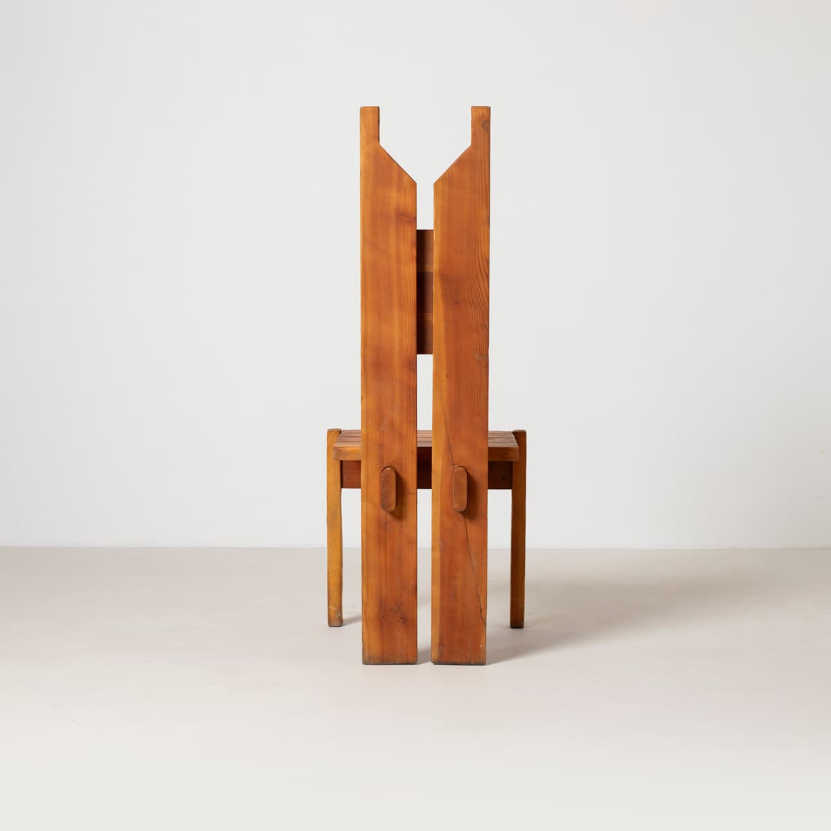 Dining Chair Brutalist, brown pine, Czechoslovakia, 1970s - 299402