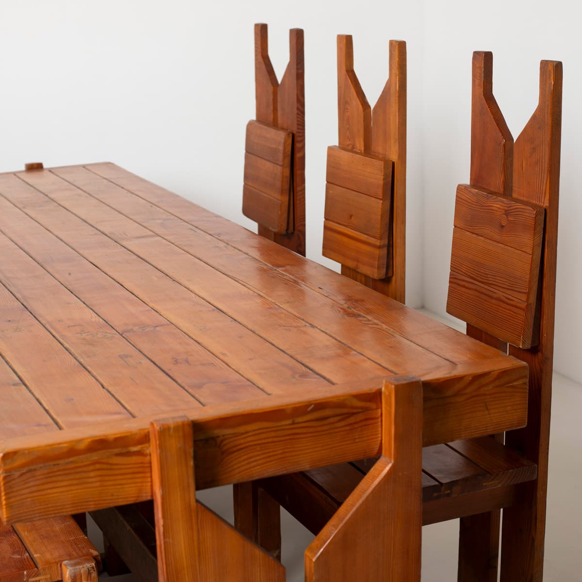 Dining Chair Brutalist, brown pine, Czechoslovakia, 1970s - 299406