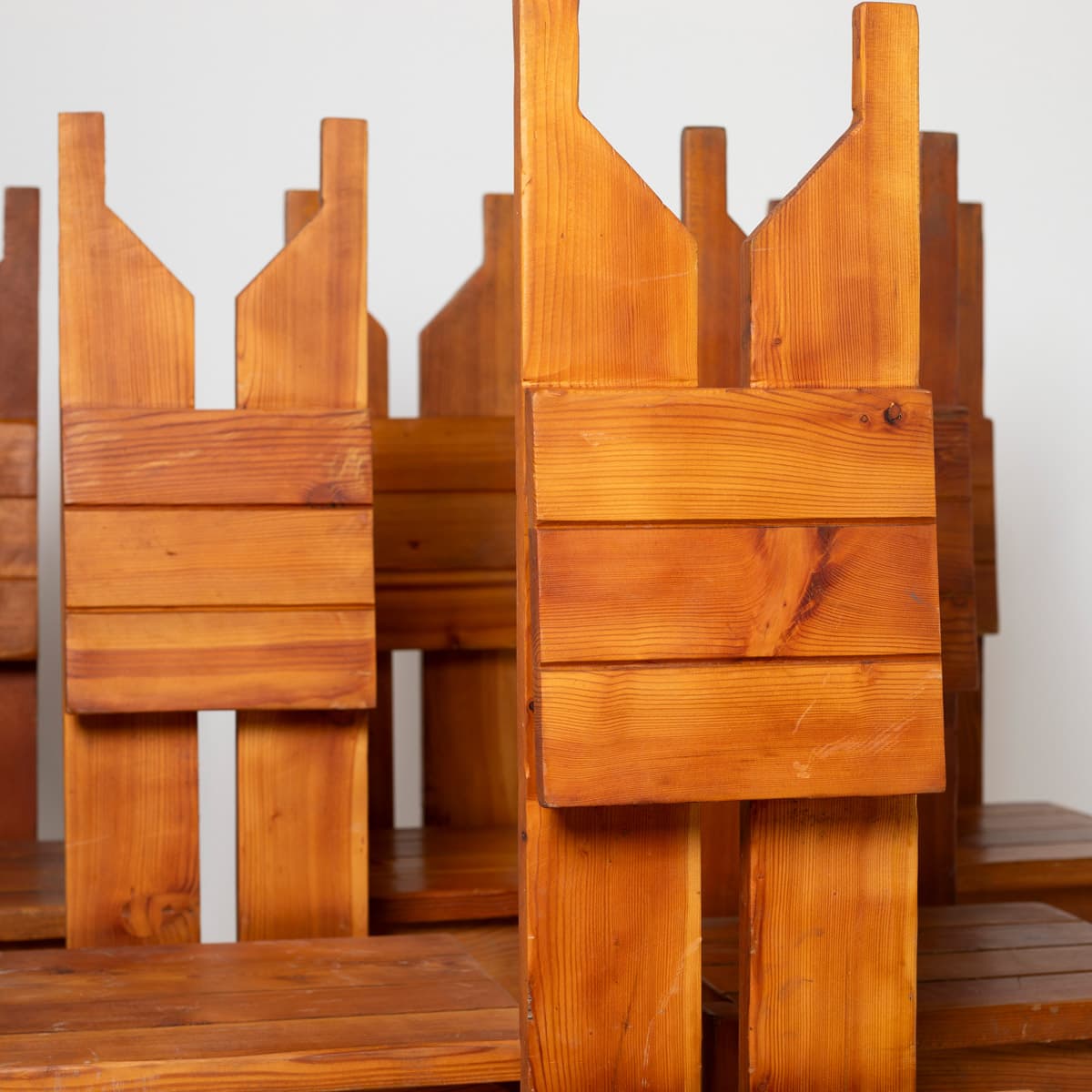 Dining Chair Brutalist, brown pine, Czechoslovakia, 1970s - 299411