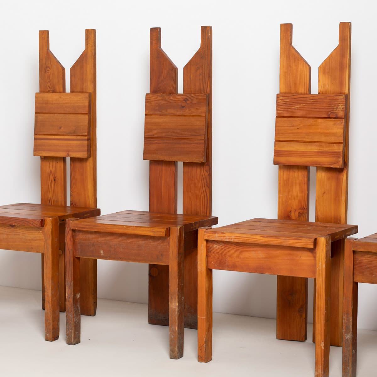 Dining Chair Brutalist, brown pine, Czechoslovakia, 1970s - 299409