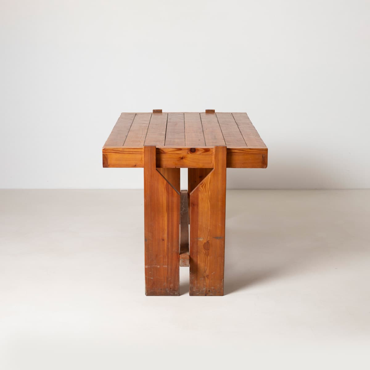 Dining Table Brutalist, brown pine, Czechoslovakia, 1970s - 299419