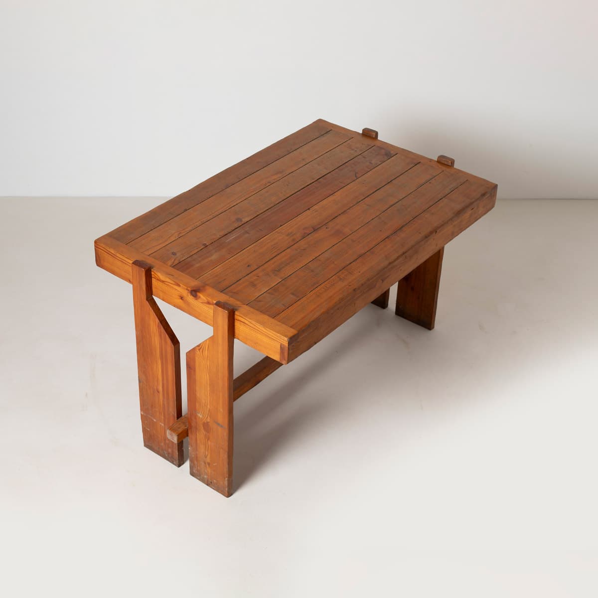 Dining Table Brutalist, brown pine, Czechoslovakia, 1970s - 299418