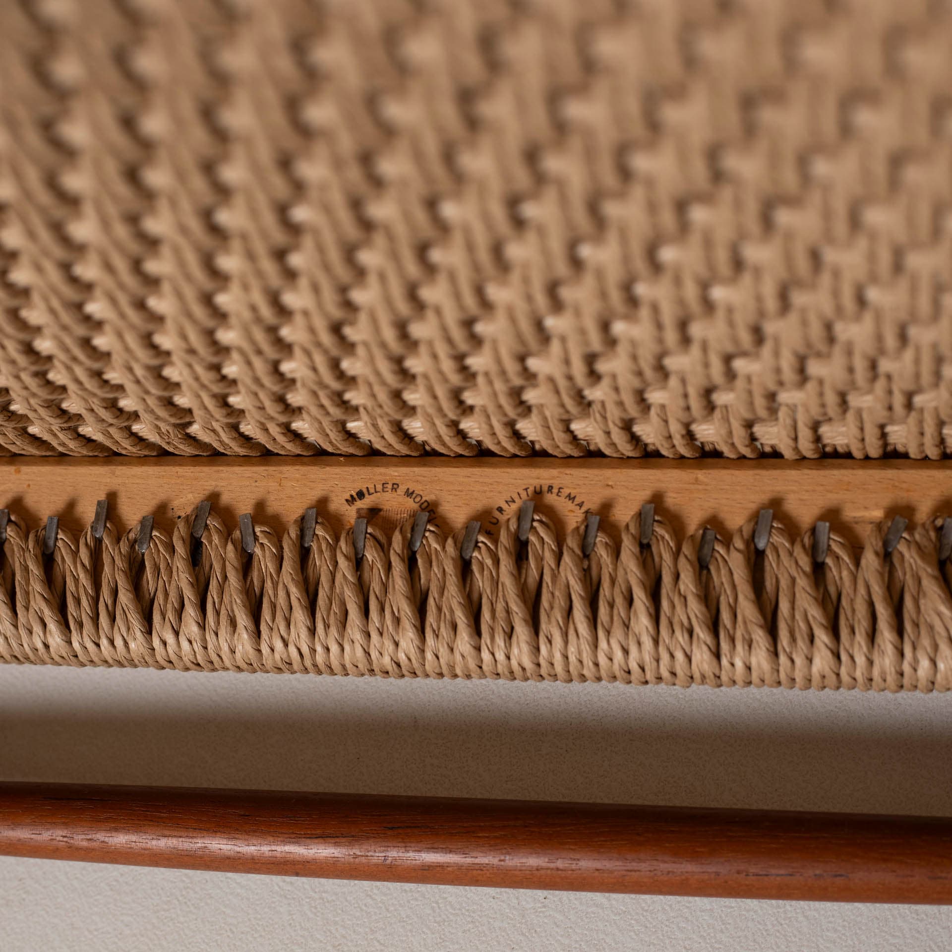 Set of four chairs model 75, reddish-brown teak, beige paper cord, by N. O. Møller, Denmark, 1960s. - 299431