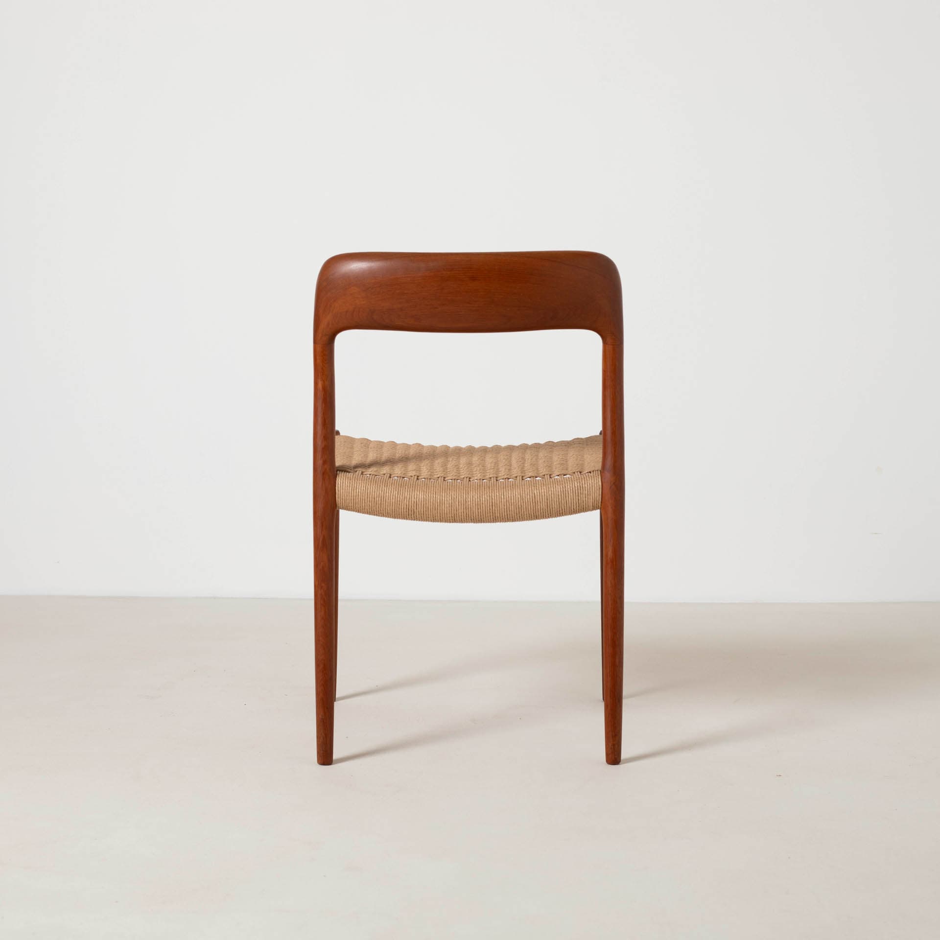 Set of four chairs model 75, reddish-brown teak, beige paper cord, by N. O. Møller, Denmark, 1960s. - 299430