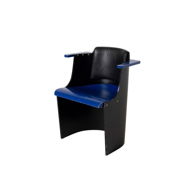 Chair Bauhaus D61, black blue plywood, by E. Lissitzky, Tecta, Germany, 1970s. - DIMENSION