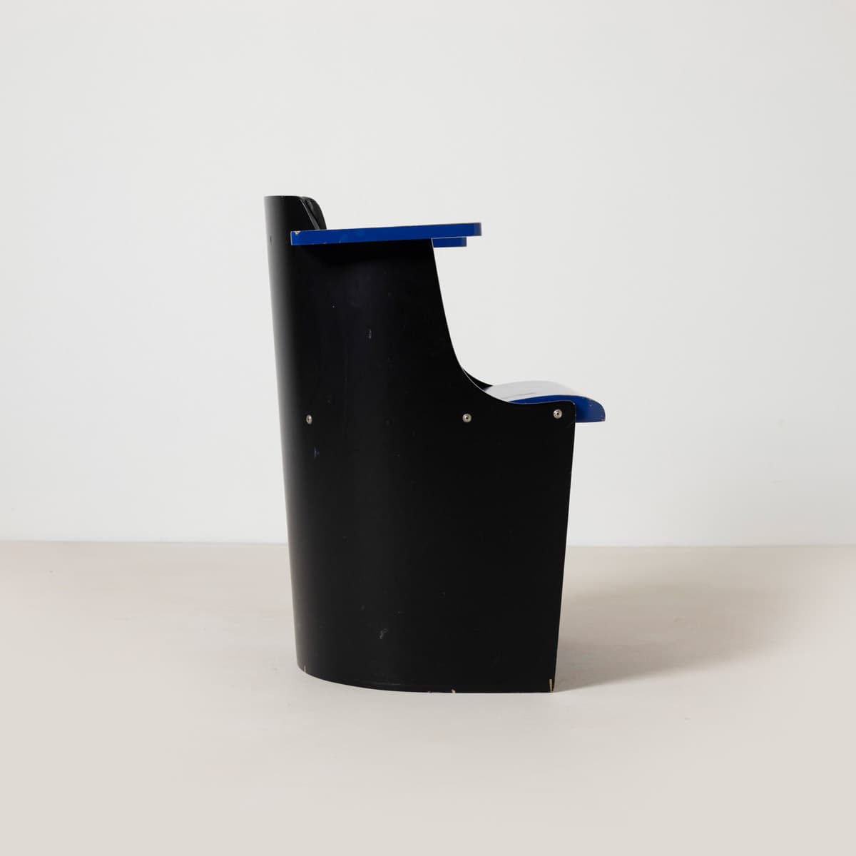 Chair Bauhaus D61, black blue plywood, by E. Lissitzky, Tecta, Germany, 1970s. - 299446