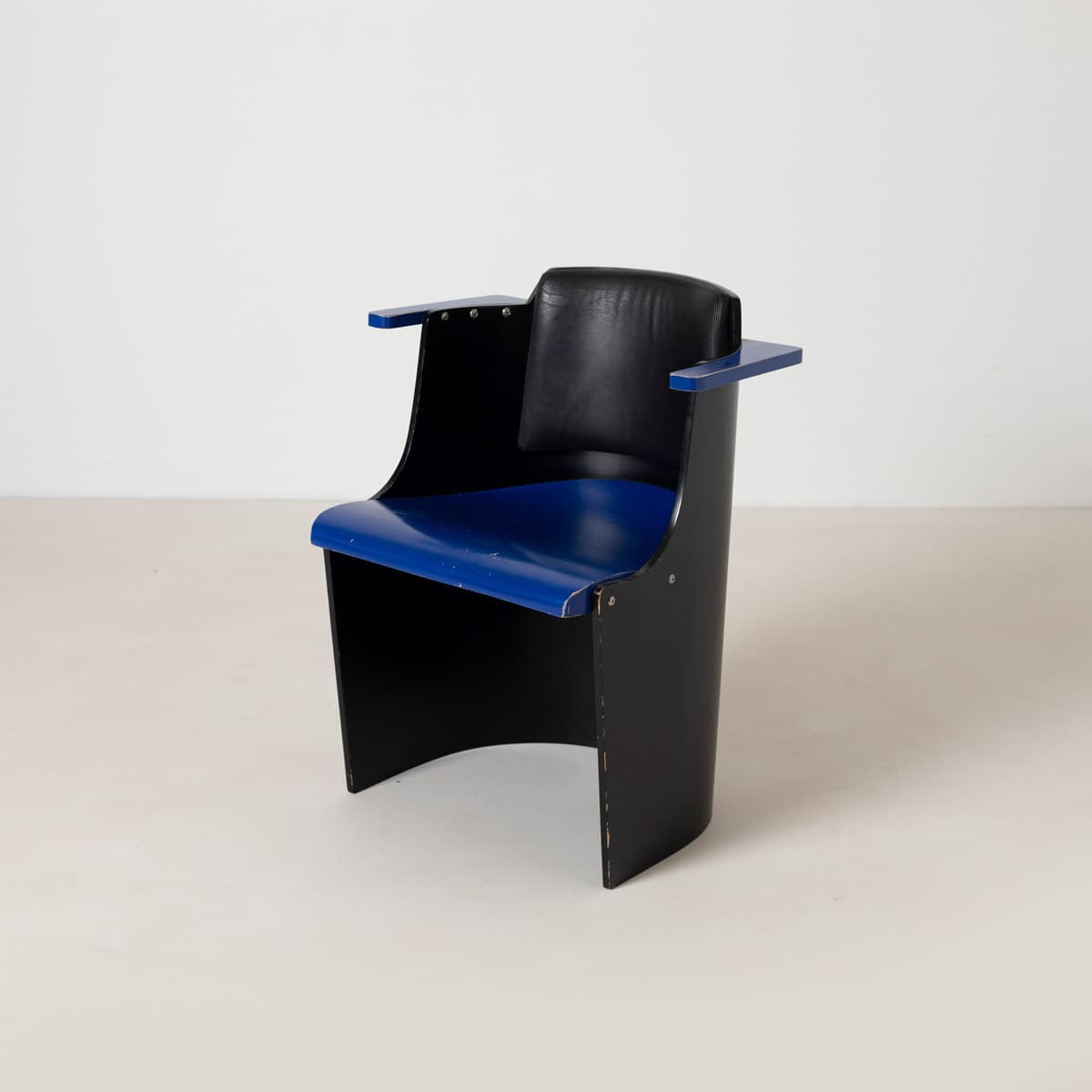 Chair Bauhaus D61, black blue plywood, by E. Lissitzky, Tecta, Germany, 1970s. - 299443