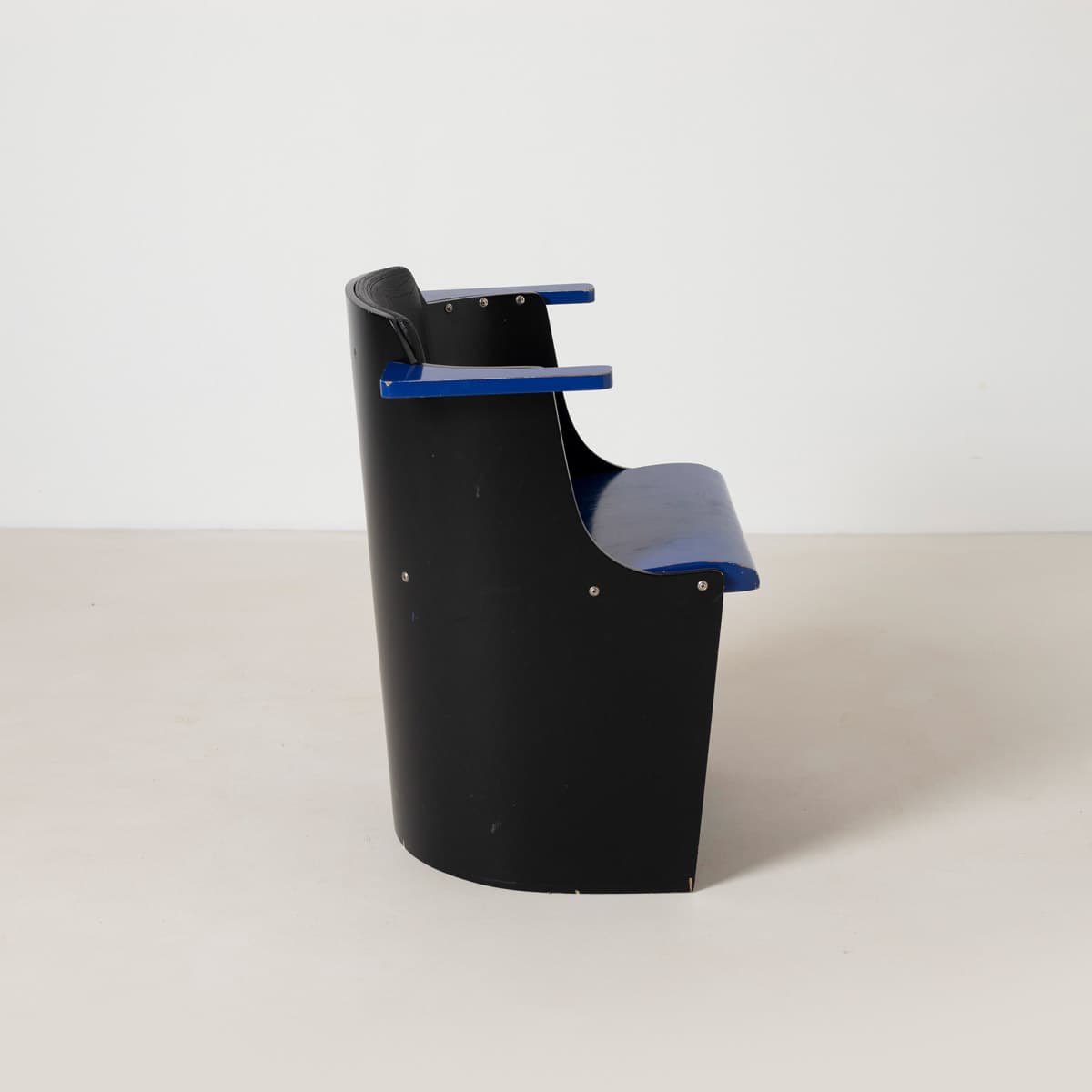 Chair Bauhaus D61, black blue plywood, by E. Lissitzky, Tecta, Germany, 1970s. - 299447