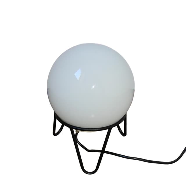 Table Lamp Globe, white glass, black metal, 1980s - DIMENSION