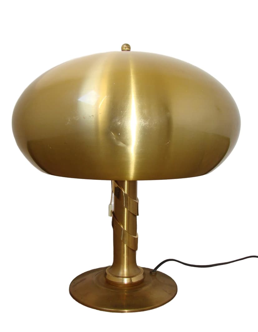 Table lamp Mushroom, gold, brass aluminium, 1970s