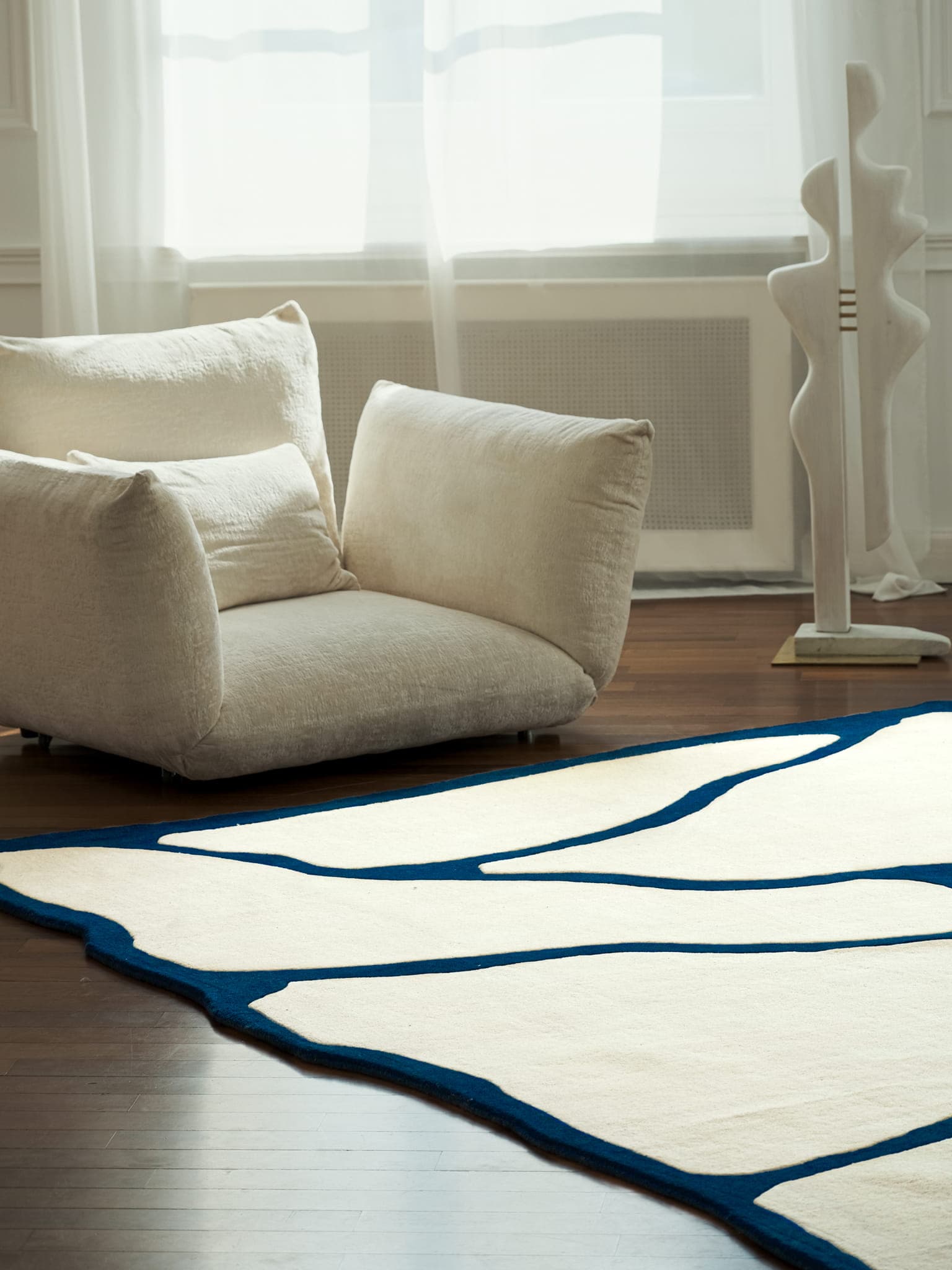 Dywan FISSURES 150cm x 200cm, wełna, biały. niebieski, Tapis Atelier - 299622