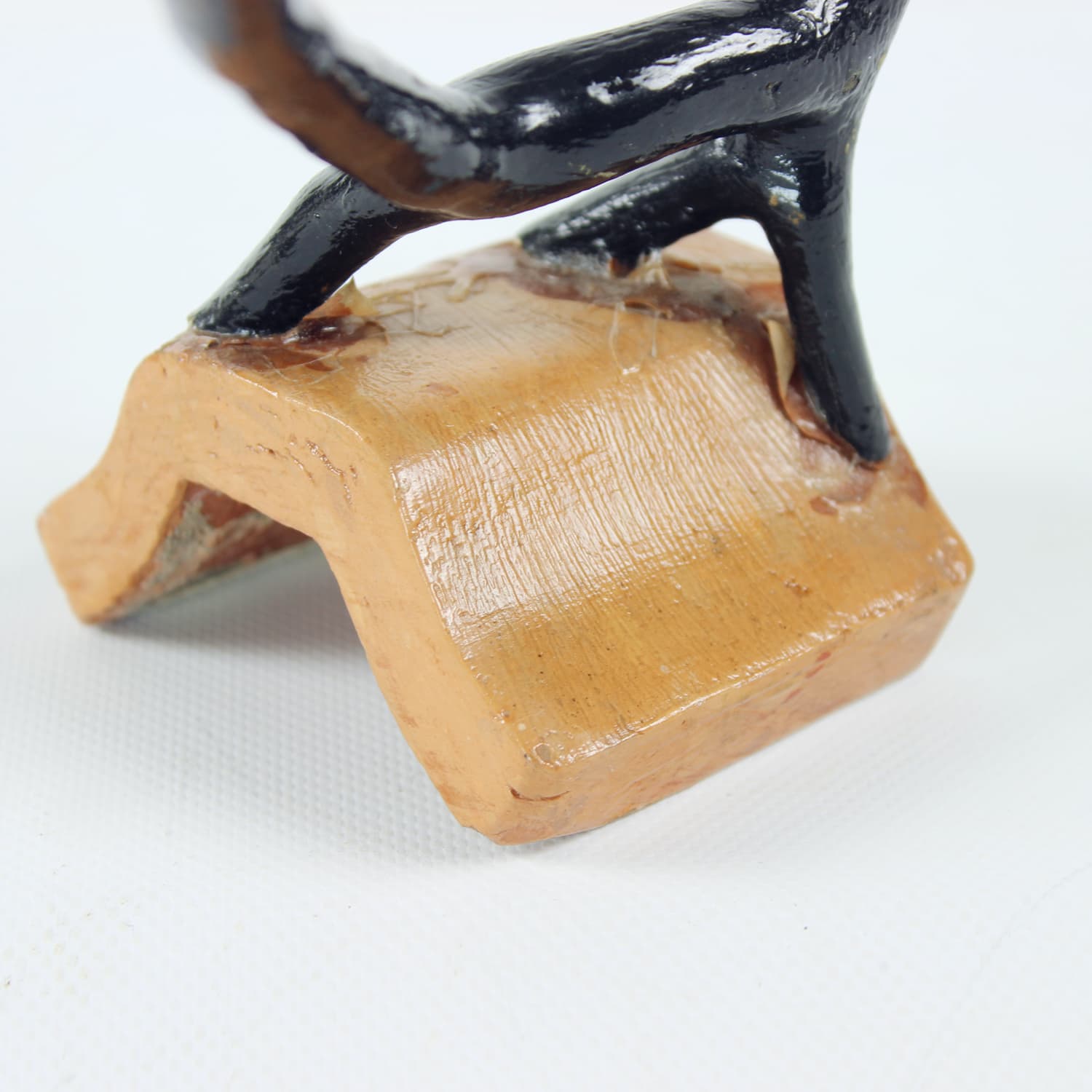 Rzeźba abstrakcyjna, ceramika czarna i terakota, aut. Pelnec, lata 60. - 299646