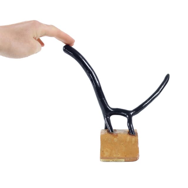 Rzeźba abstrakcyjna, ceramika czarna i terakota, aut. Pelnec, lata 60. - WYMIARY