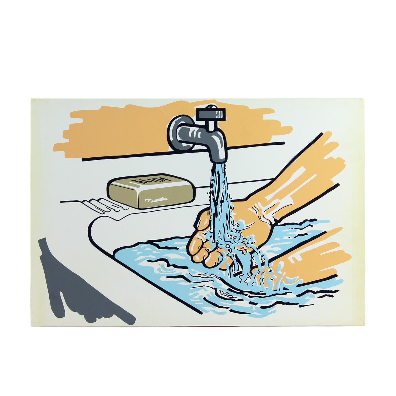 Panel ścienny Pop Art, biały kremowy, plastik, Czechosłowacja, lata 60.