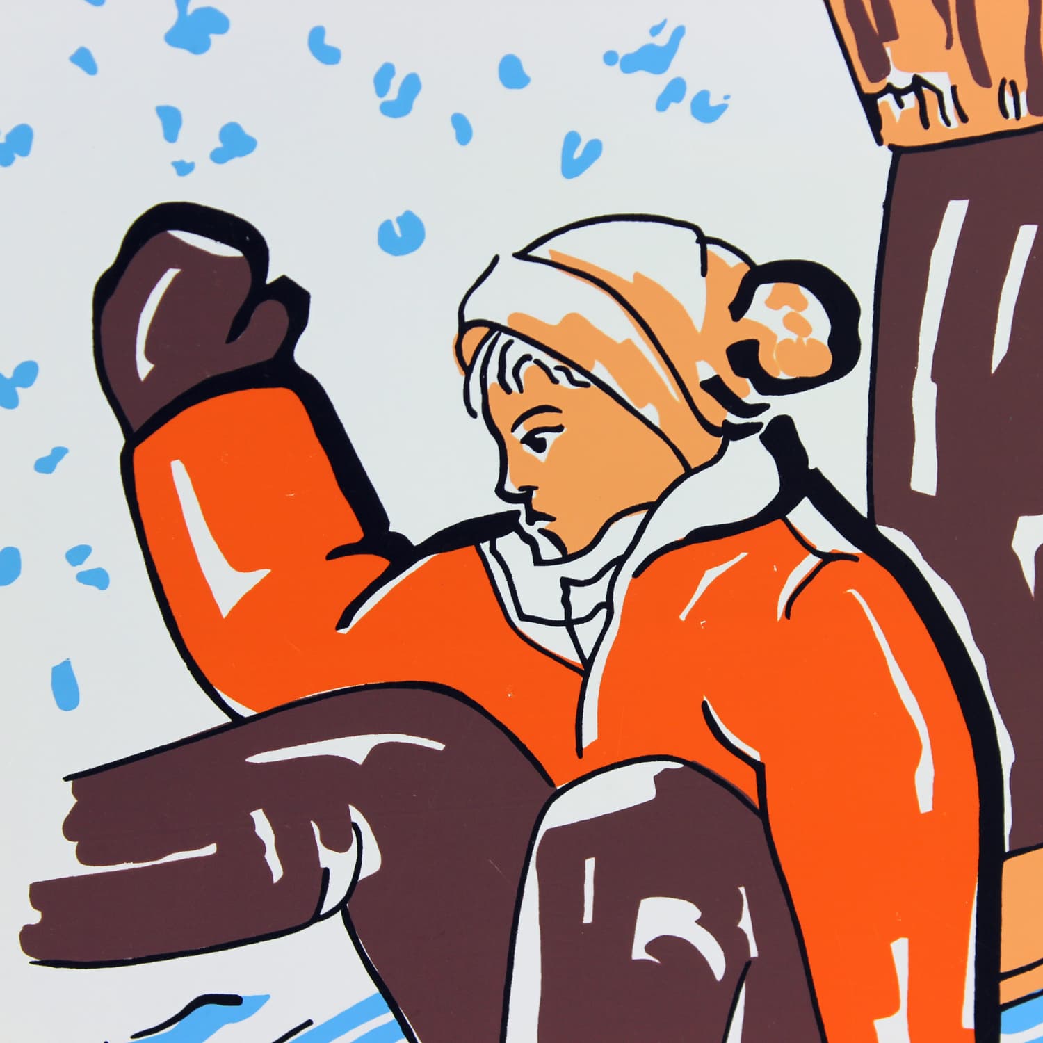 Panel ścienny Pop Art, biały pomarańczowy brązowy niebieski, plastik, Czechosłowacja, lata 60. - 299699