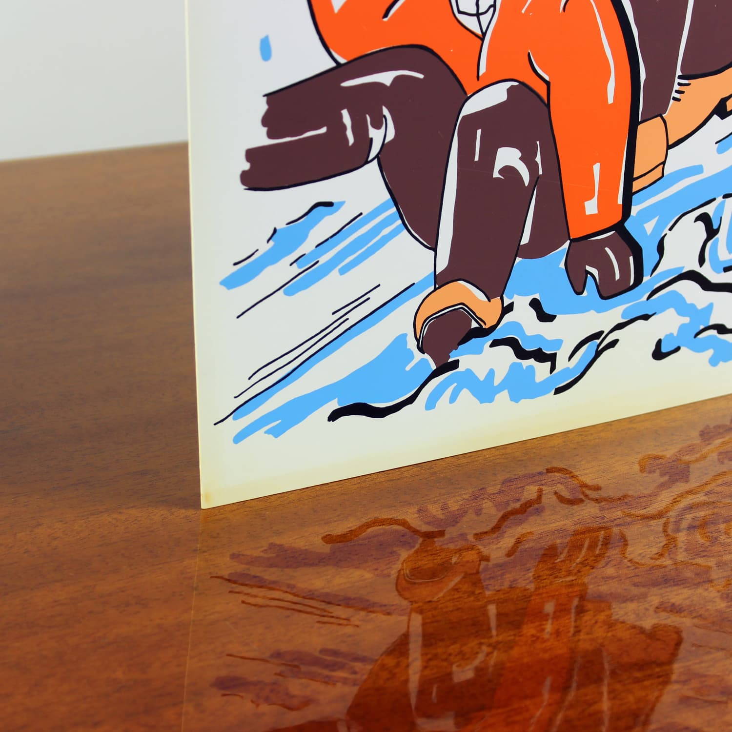 Panel ścienny Pop Art, biały pomarańczowy brązowy niebieski, plastik, Czechosłowacja, lata 60. - 299701